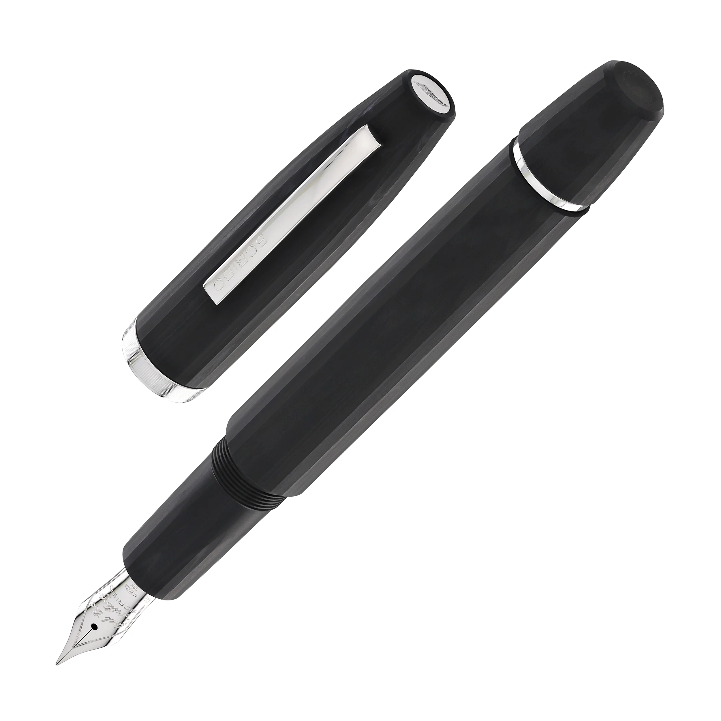 Scribo Flow Fountain Pen in Dimensione with Platinum Trim
