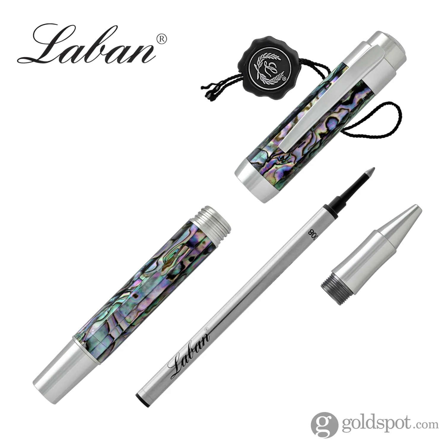 Laban Abalone Rollerball Pen in New Abalone with Chrome Trim
