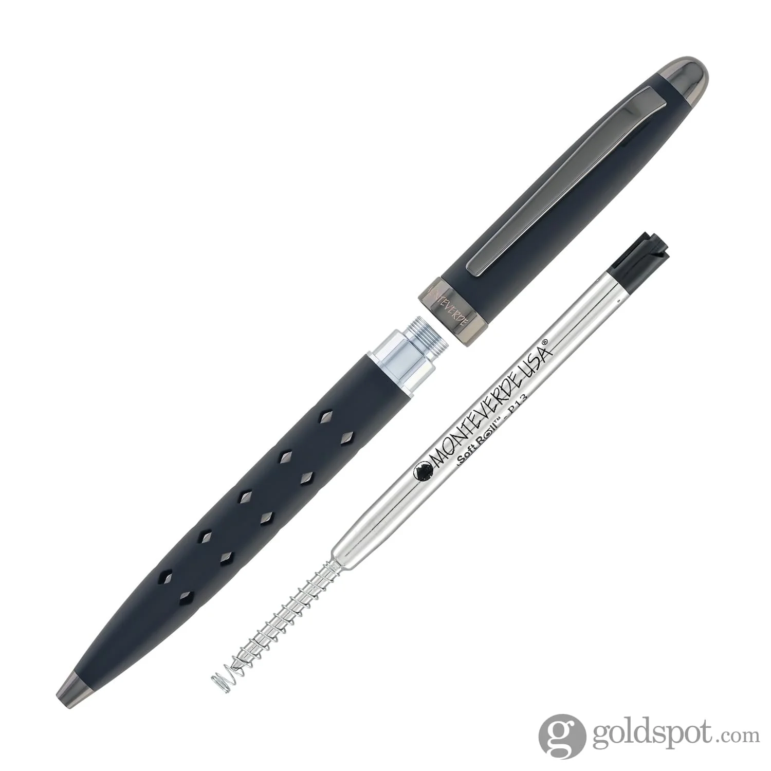 Monteverde Illusia Gel Pen in Diamond Shapes Black Matte with Gunmetal Trim