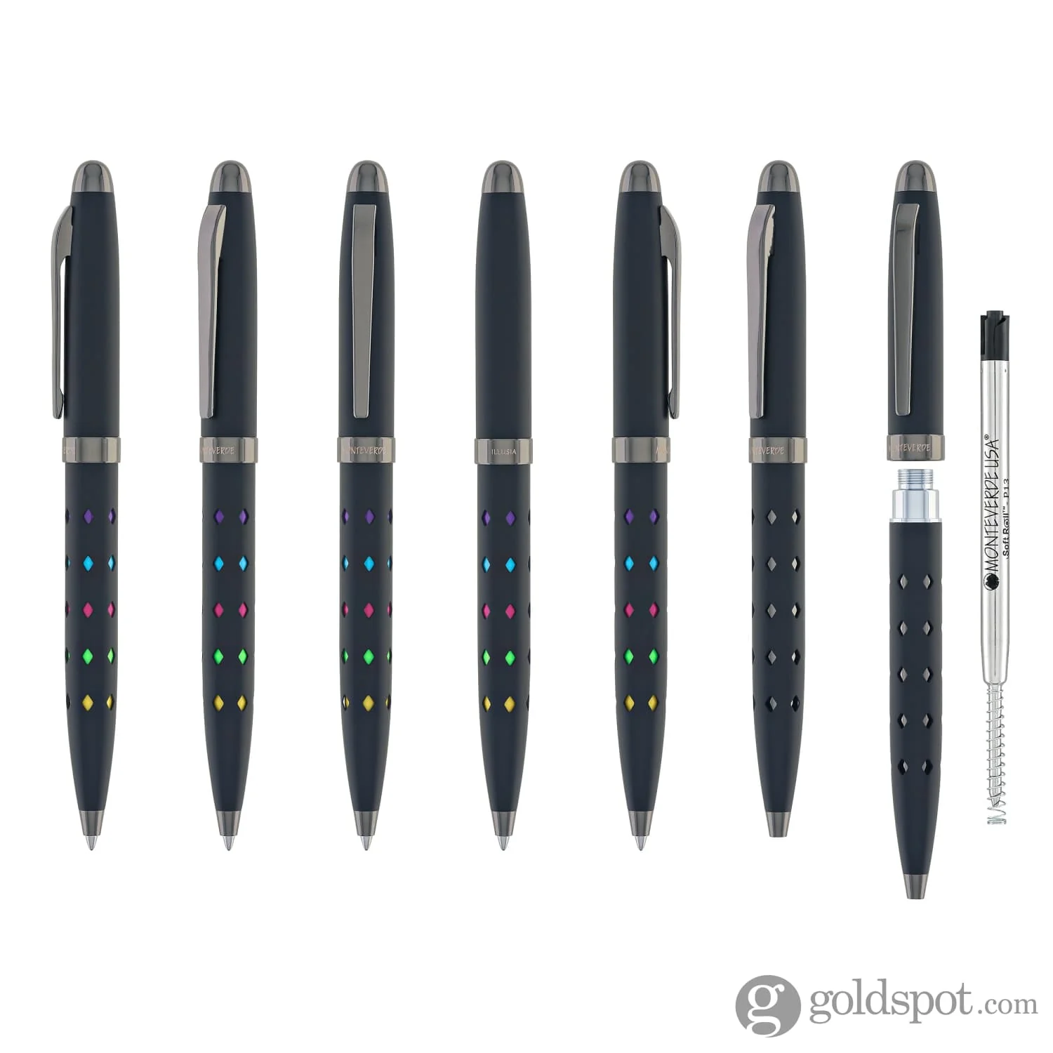 Monteverde Illusia Gel Pen in Diamond Shapes Black Matte with Gunmetal Trim