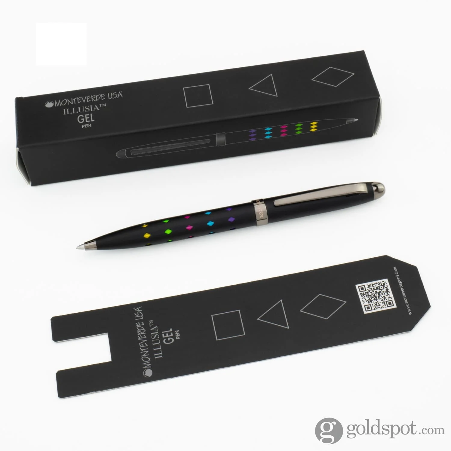 Monteverde Illusia Gel Pen in Diamond Shapes Black Matte with Gunmetal Trim