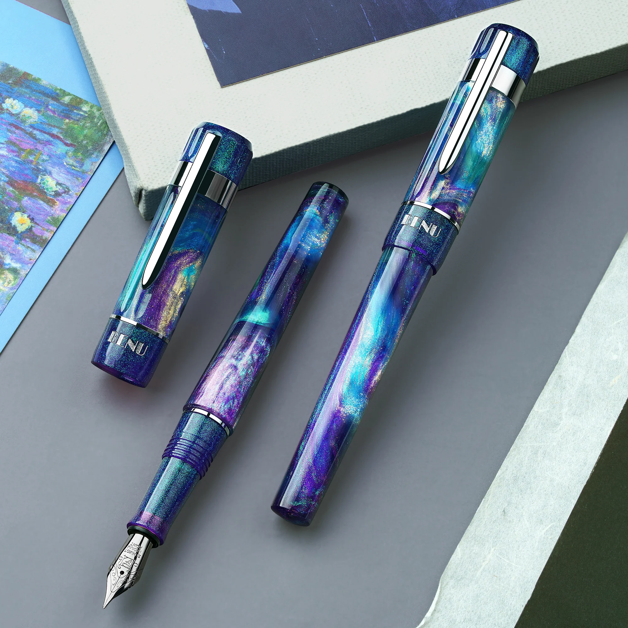 1402-benu-tribute-fountain-pen-in-monet-11.webp Benu Tribute Fountain Pen in Monet
