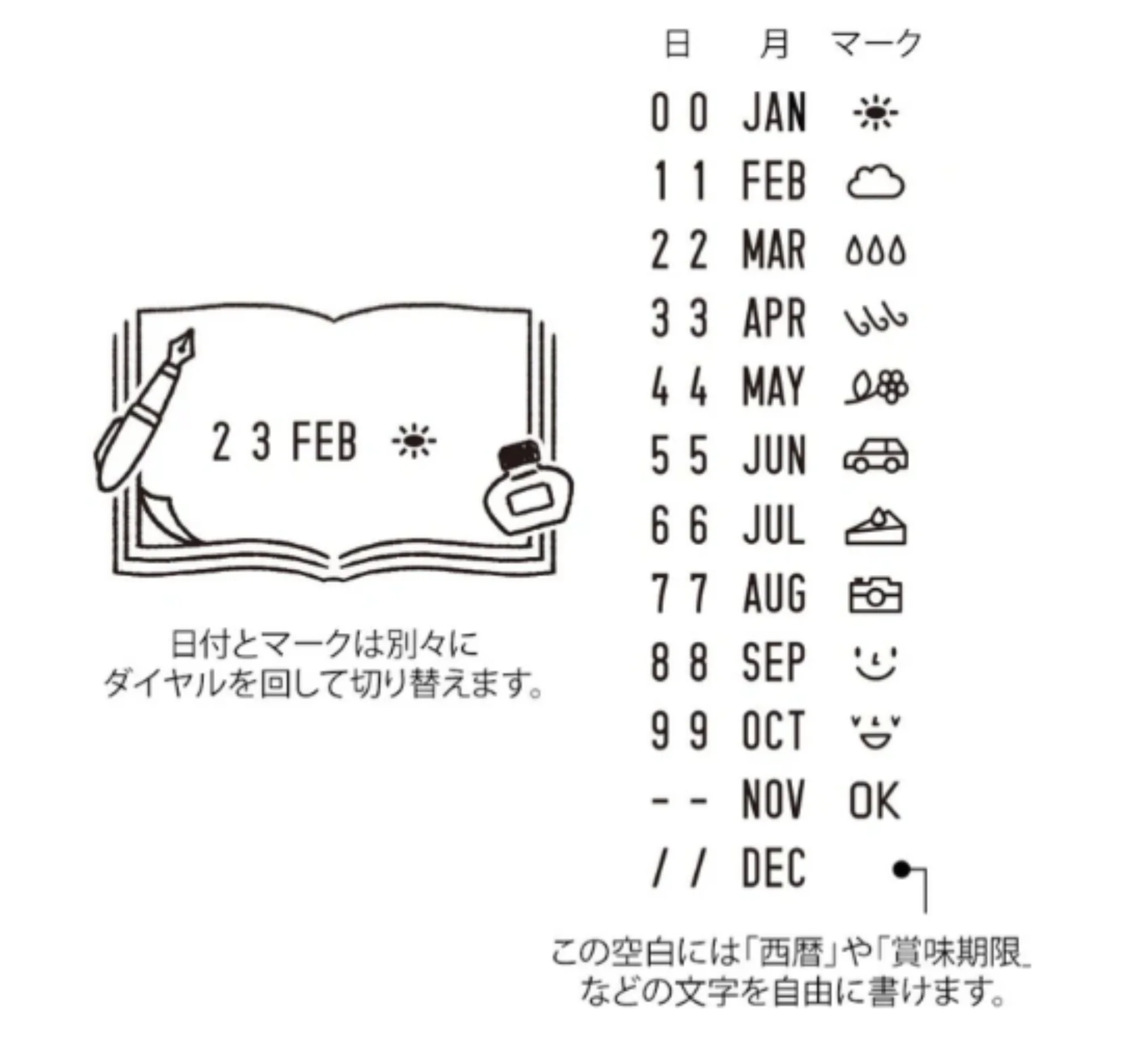 1565-midori-paintable-rotating-date-stamp-in-stationery-3.webp Midori Paintable Rotating Date Stamp in Stationery
