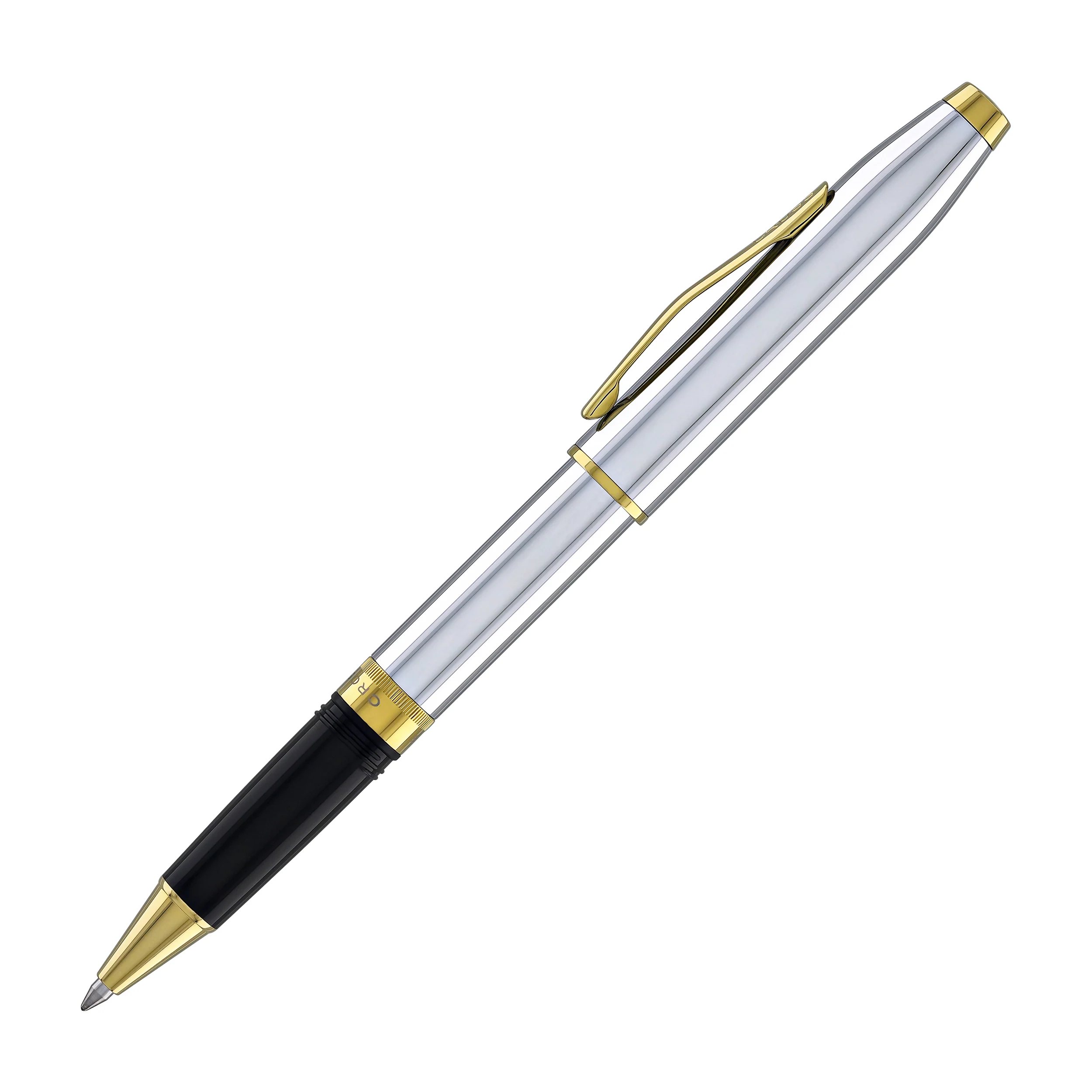 Cross Foundry Rollerball Pen in Polished Chrome with PVD Gold Appointments