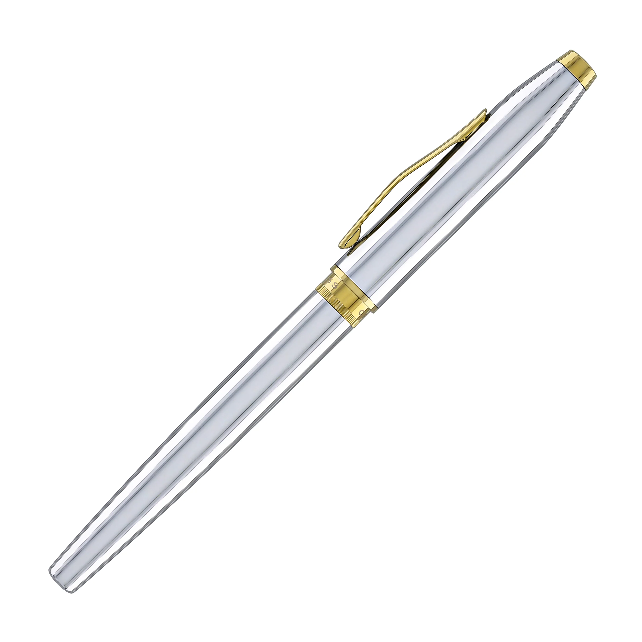 Cross Foundry Rollerball Pen in Polished Chrome with PVD Gold Appointments