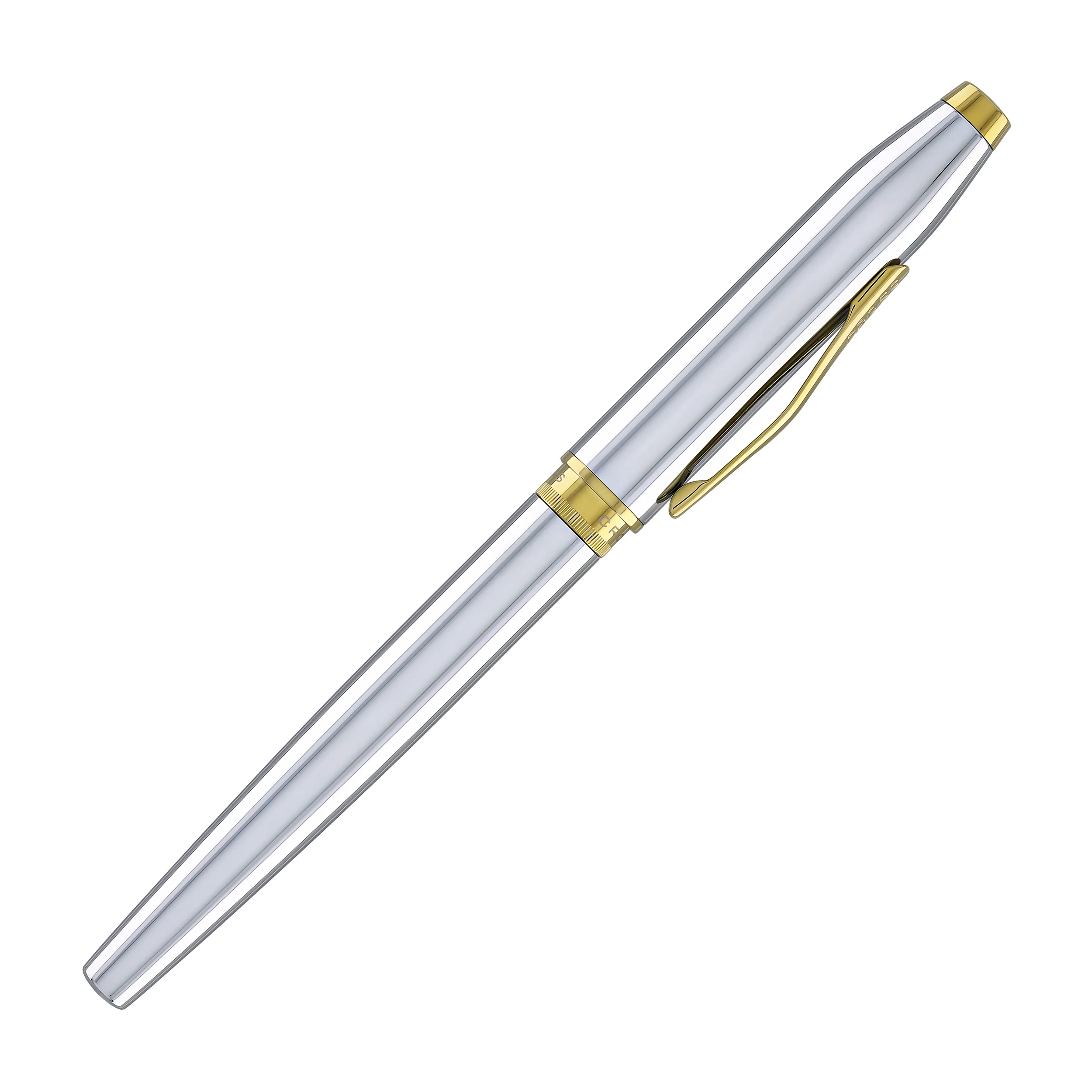 Cross Foundry Rollerball Pen in Polished Chrome with PVD Gold Appointments