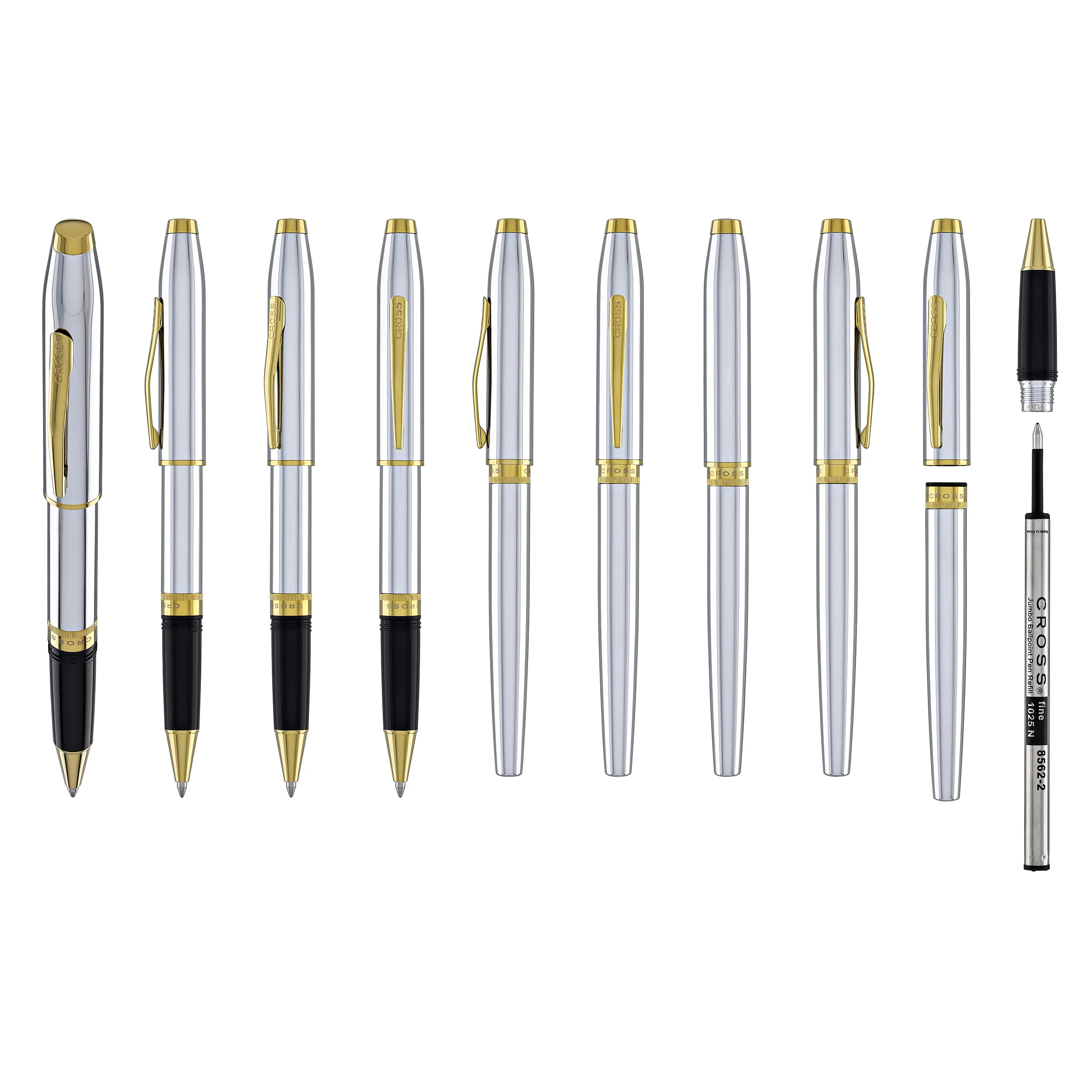 Cross Foundry Rollerball Pen in Polished Chrome with PVD Gold Appointments