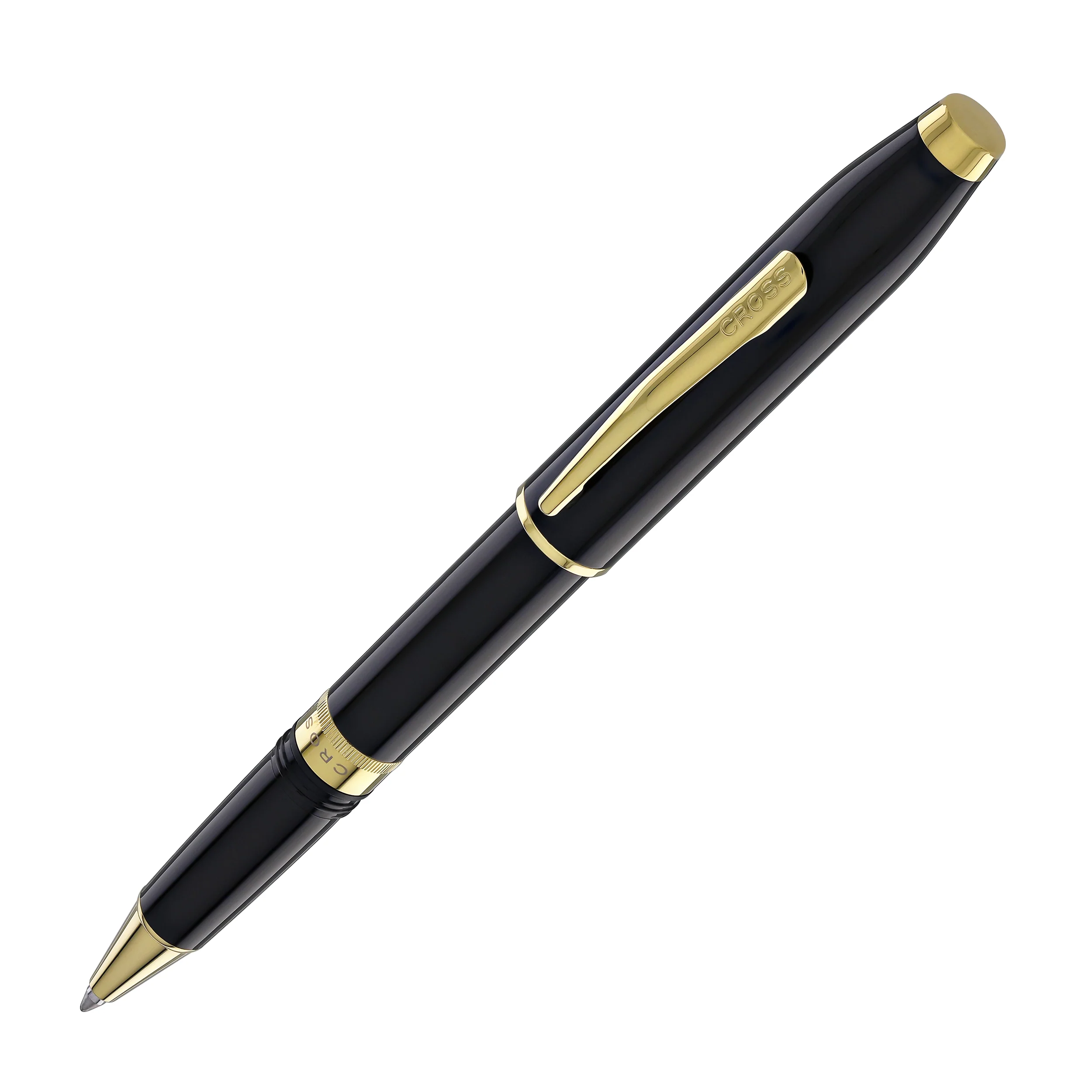 1622-cross-foundry-rollerball-pen-in-glossy-black-lacquer-with-pvd-gold-appointments-1.webp Cross Foundry Rollerball Pen in Glossy Black Lacquer with PVD Gold Appointments