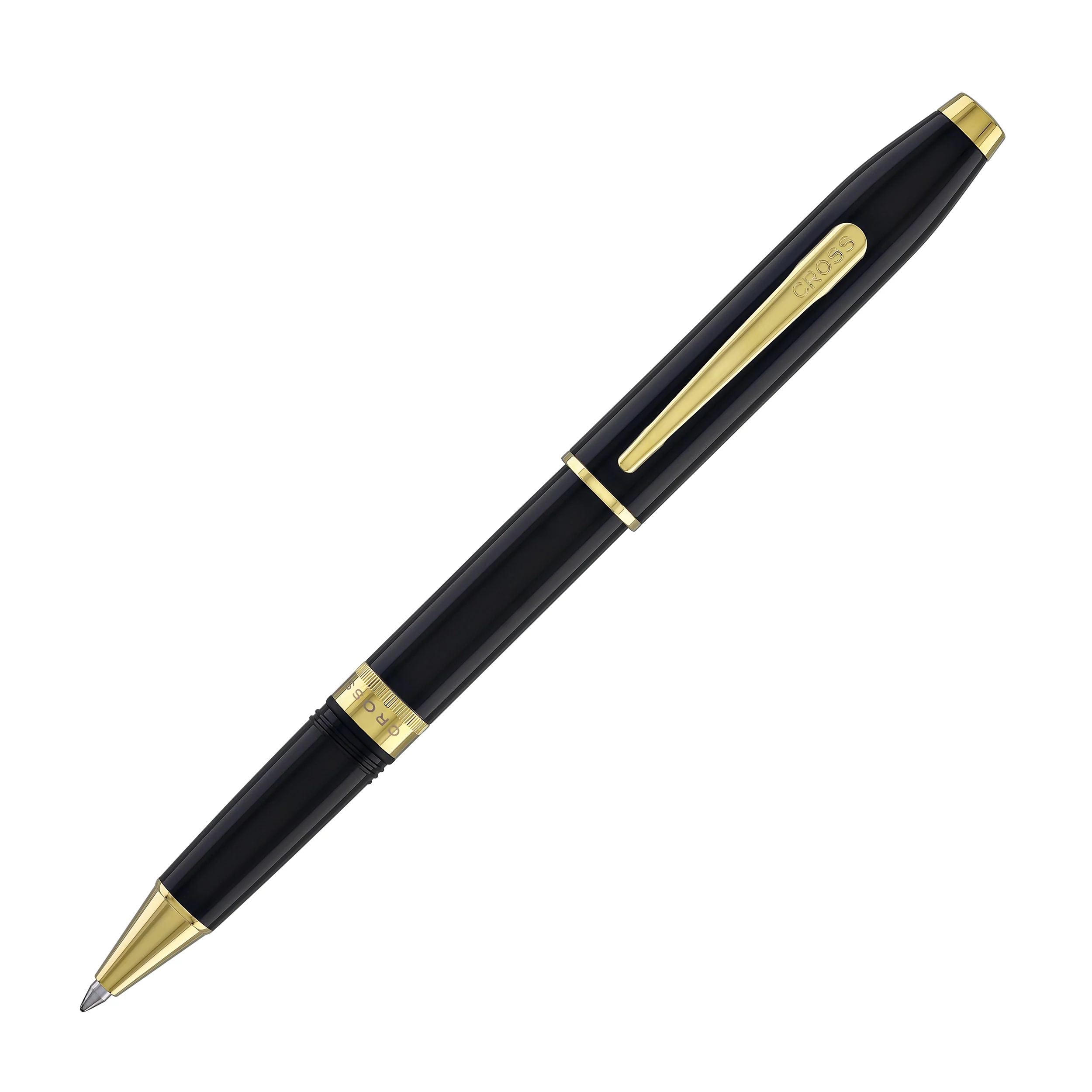 Cross Foundry Rollerball Pen in Glossy Black Lacquer with PVD Gold Appointments