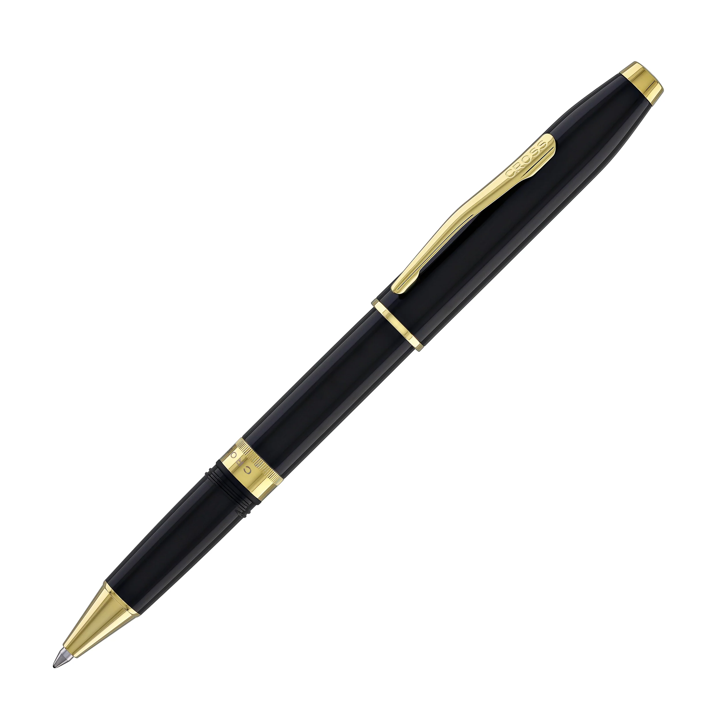 Cross Foundry Rollerball Pen in Glossy Black Lacquer with PVD Gold Appointments