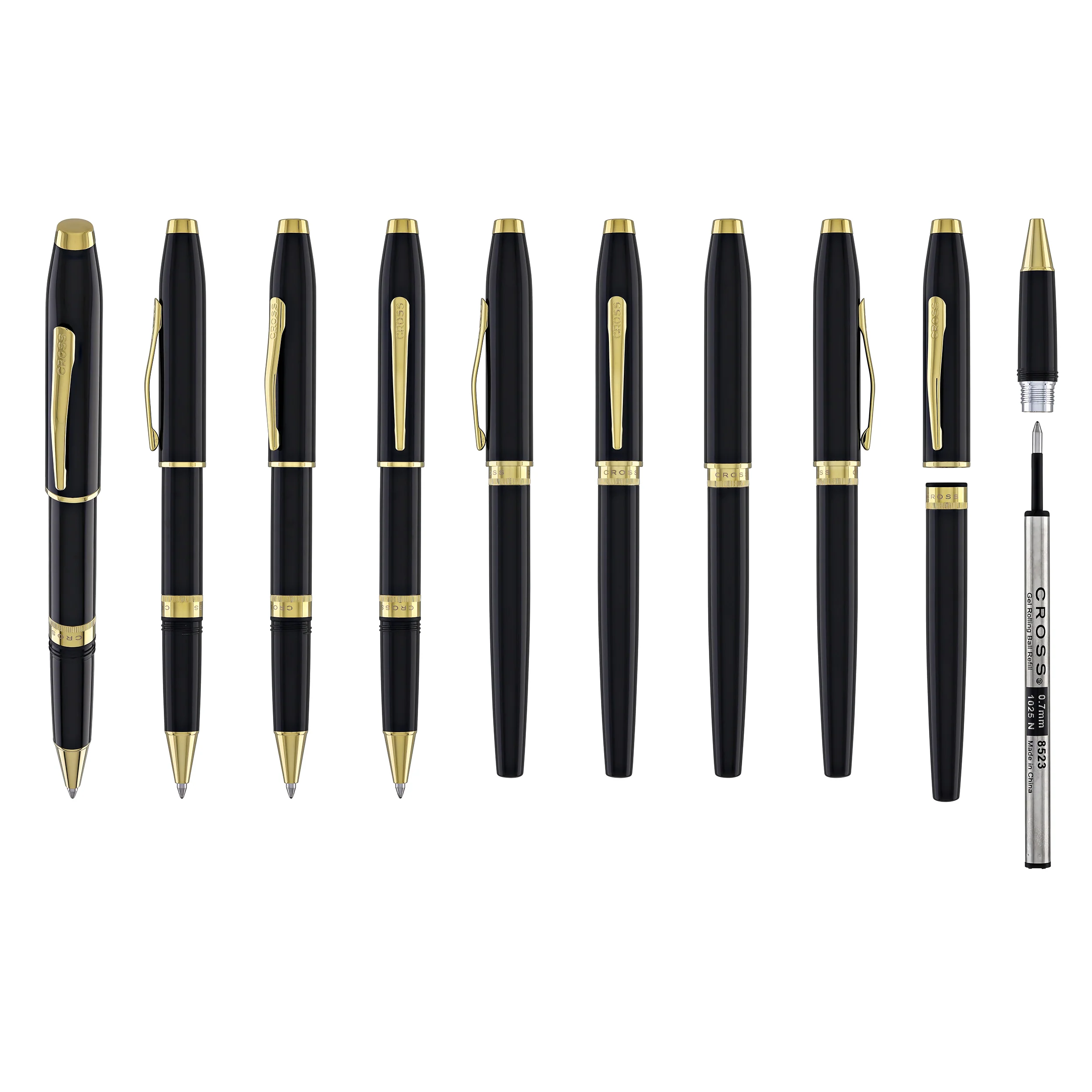 Cross Foundry Rollerball Pen in Glossy Black Lacquer with PVD Gold Appointments