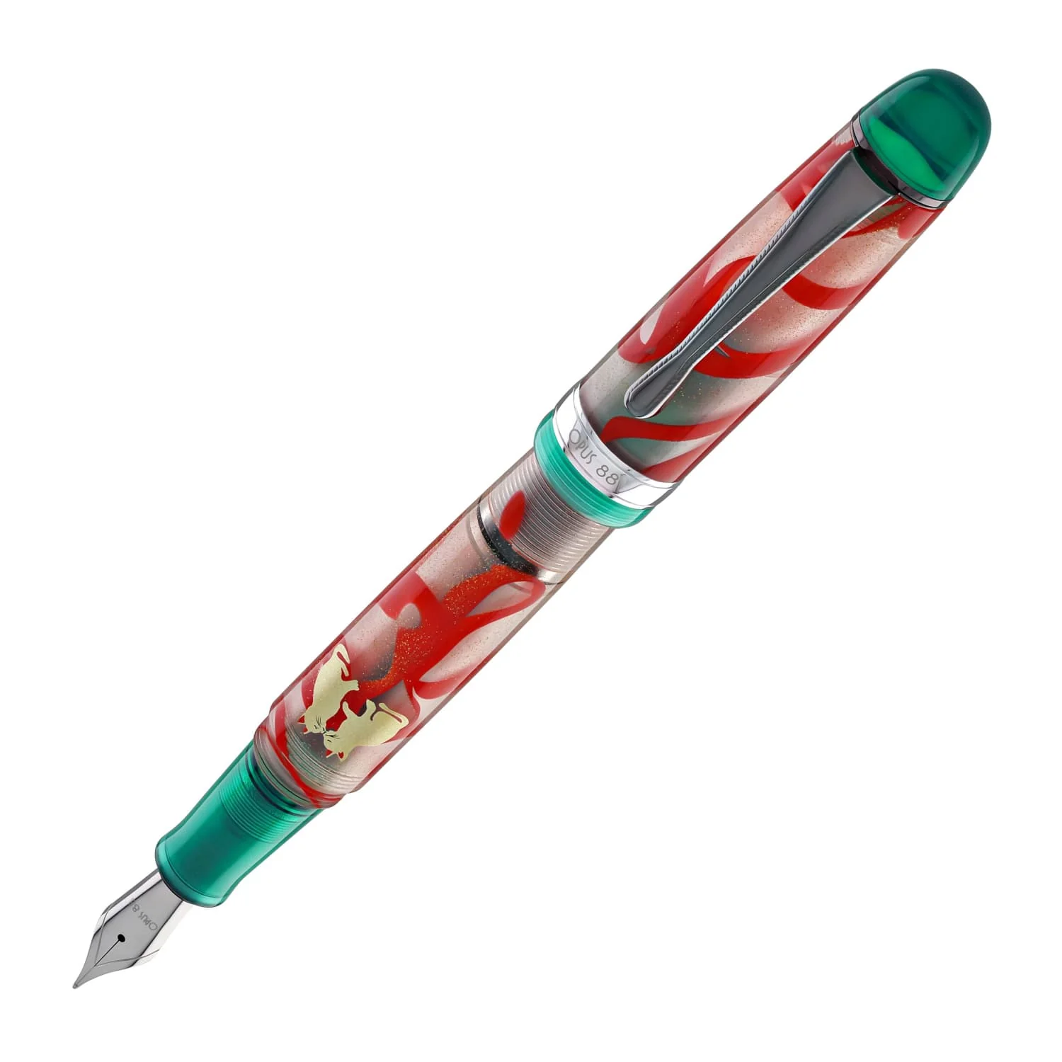 1632-opus-88-jazz-fountain-pen-in-under-the-mistletoe-limited-edition-1.webp Opus 88 Jazz Fountain Pen in Under the Mistletoe - Limited Edition