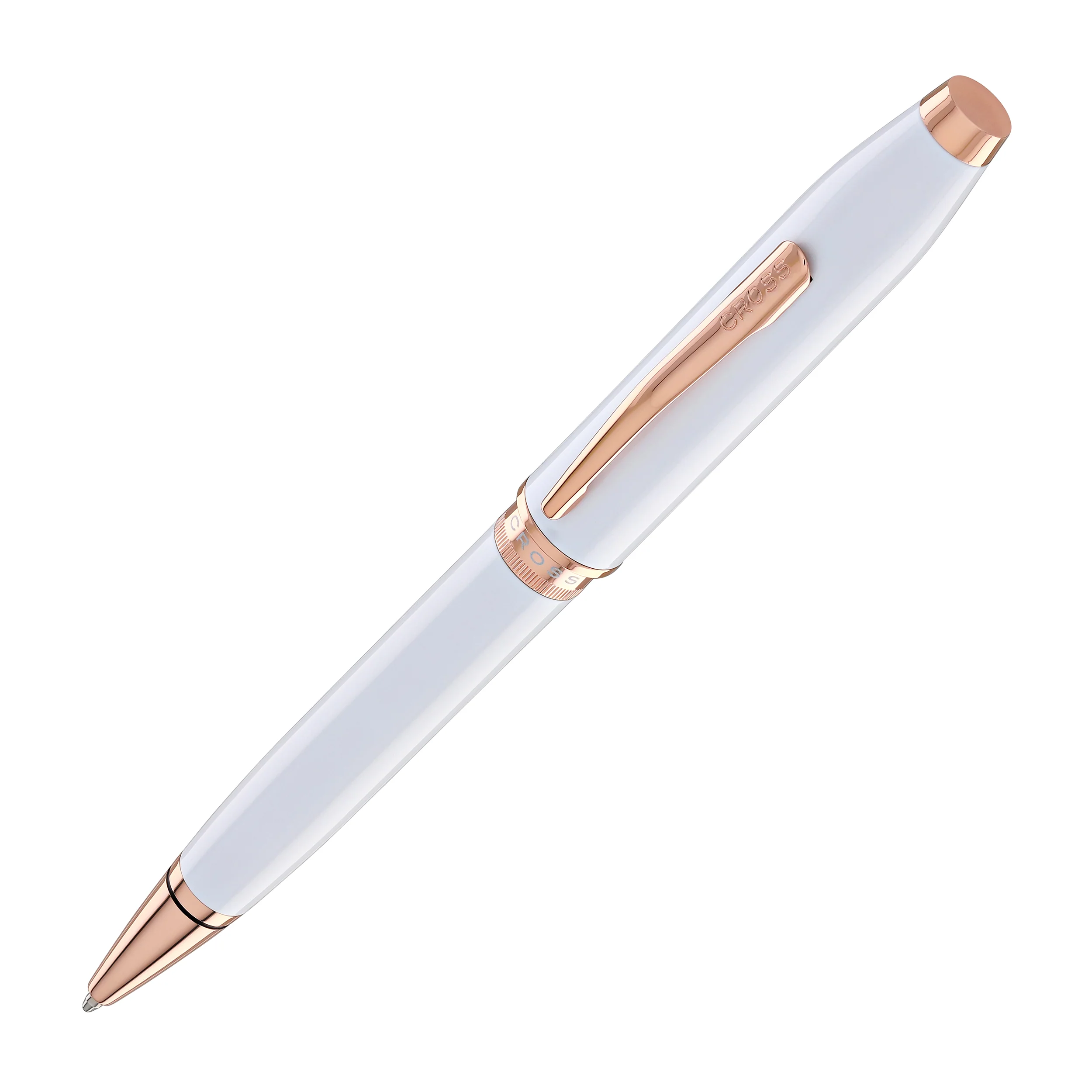 1731-cross-foundry-ballpoint-pen-in-pearl-white-lacquer-with-rose-gold-appointments-1.webp Cross Foundry Ballpoint Pen in Pearl White Lacquer with Rose Gold Appointments