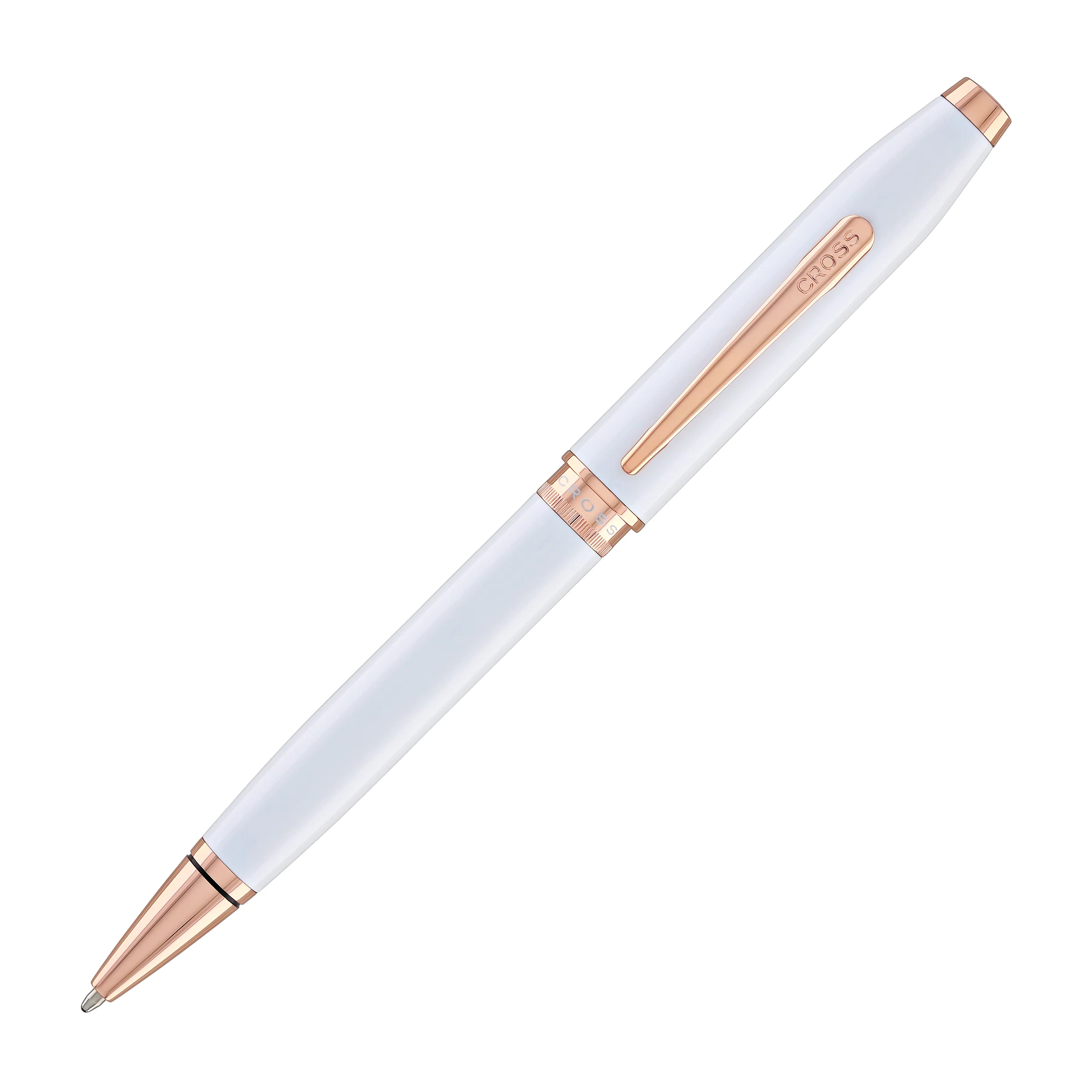 1731-cross-foundry-ballpoint-pen-in-pearl-white-lacquer-with-rose-gold-appointments-2.webp Cross Foundry Ballpoint Pen in Pearl White Lacquer with Rose Gold Appointments