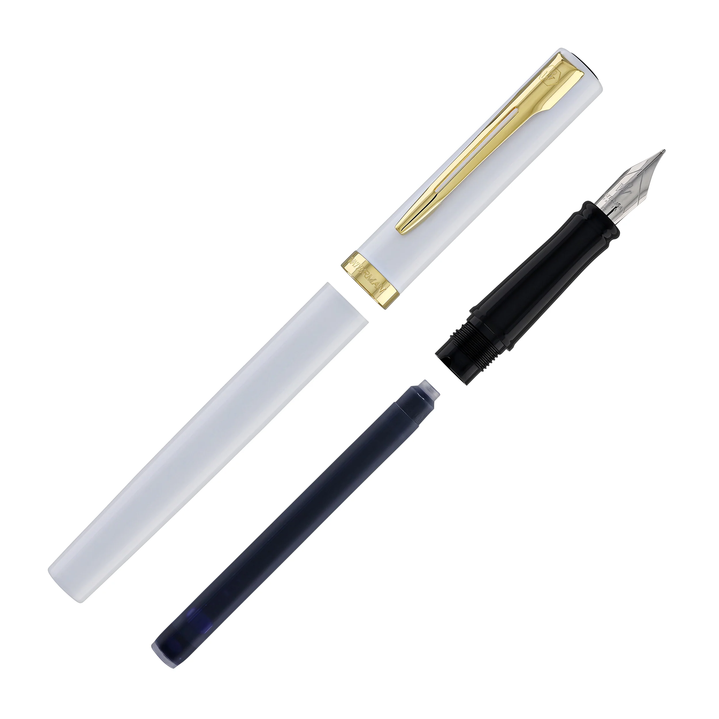 1821-waterman-impression-fountain-pen-in-white-with-gold-coated-fine-point-8.webp Waterman Impression Fountain Pen in White with Gold Coated - Fine Point