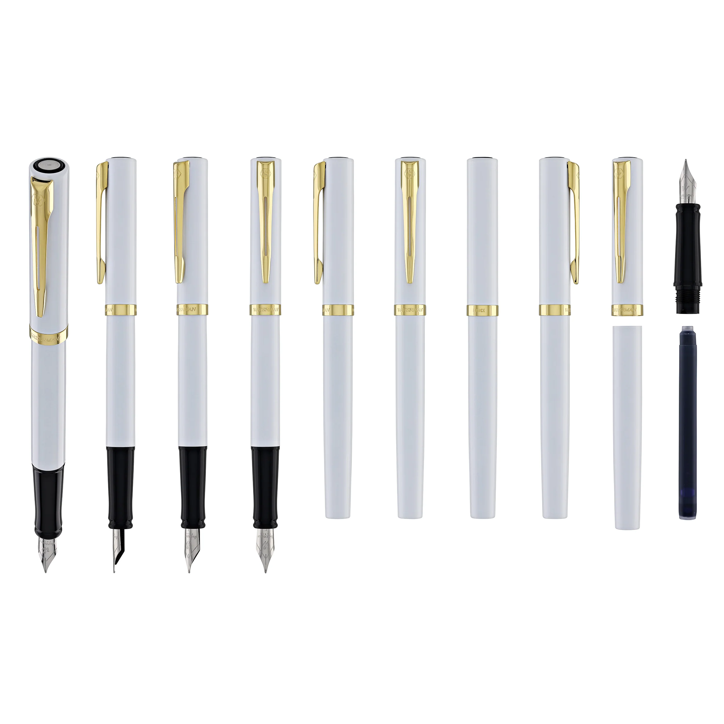 1821-waterman-impression-fountain-pen-in-white-with-gold-coated-fine-point-9.webp Waterman Impression Fountain Pen in White with Gold Coated - Fine Point