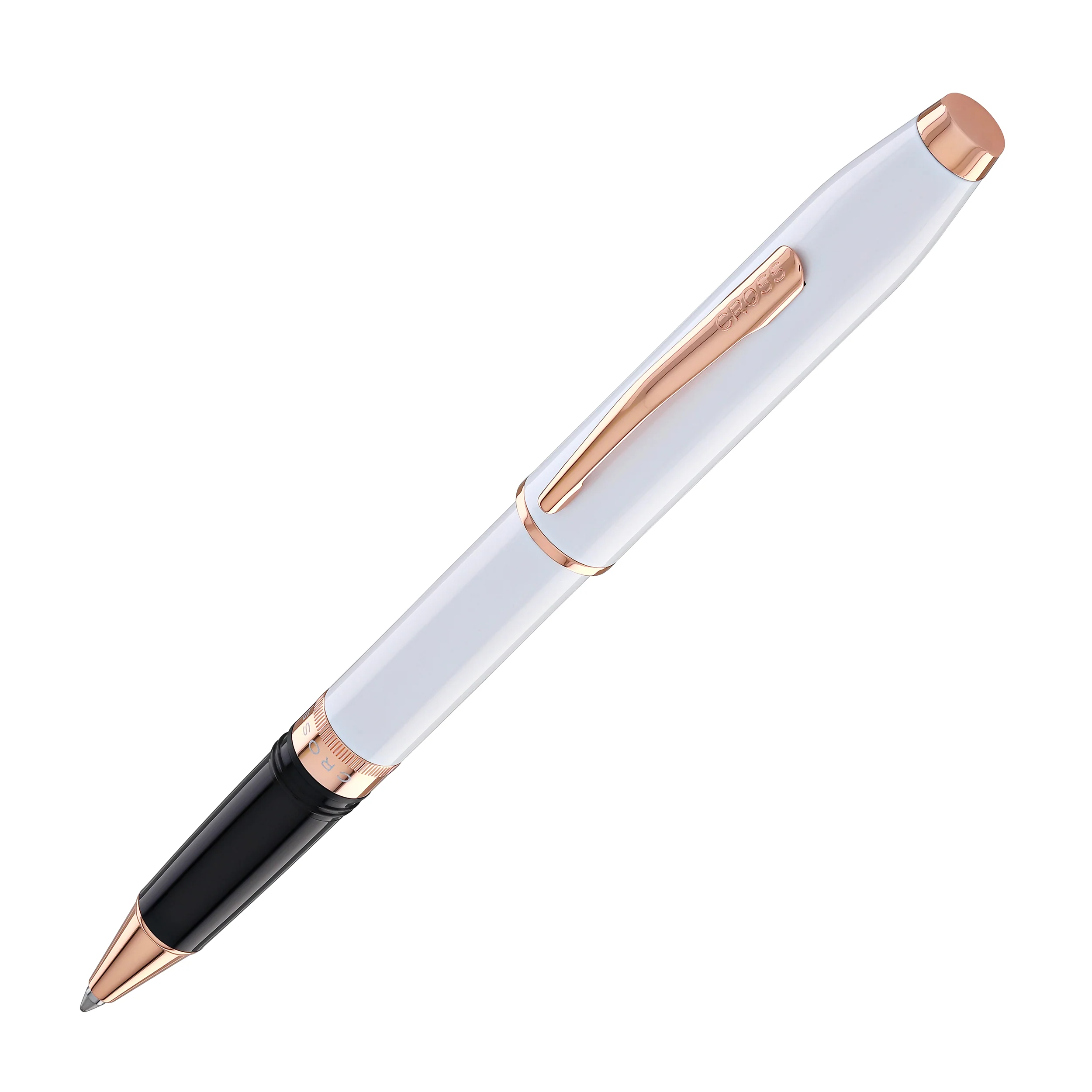 1834-cross-foundry-rollerball-pen-in-pearl-white-lacquer-with-rose-gold-appointments-1.webp Cross Foundry Rollerball Pen in Pearl White Lacquer with Rose Gold Appointments