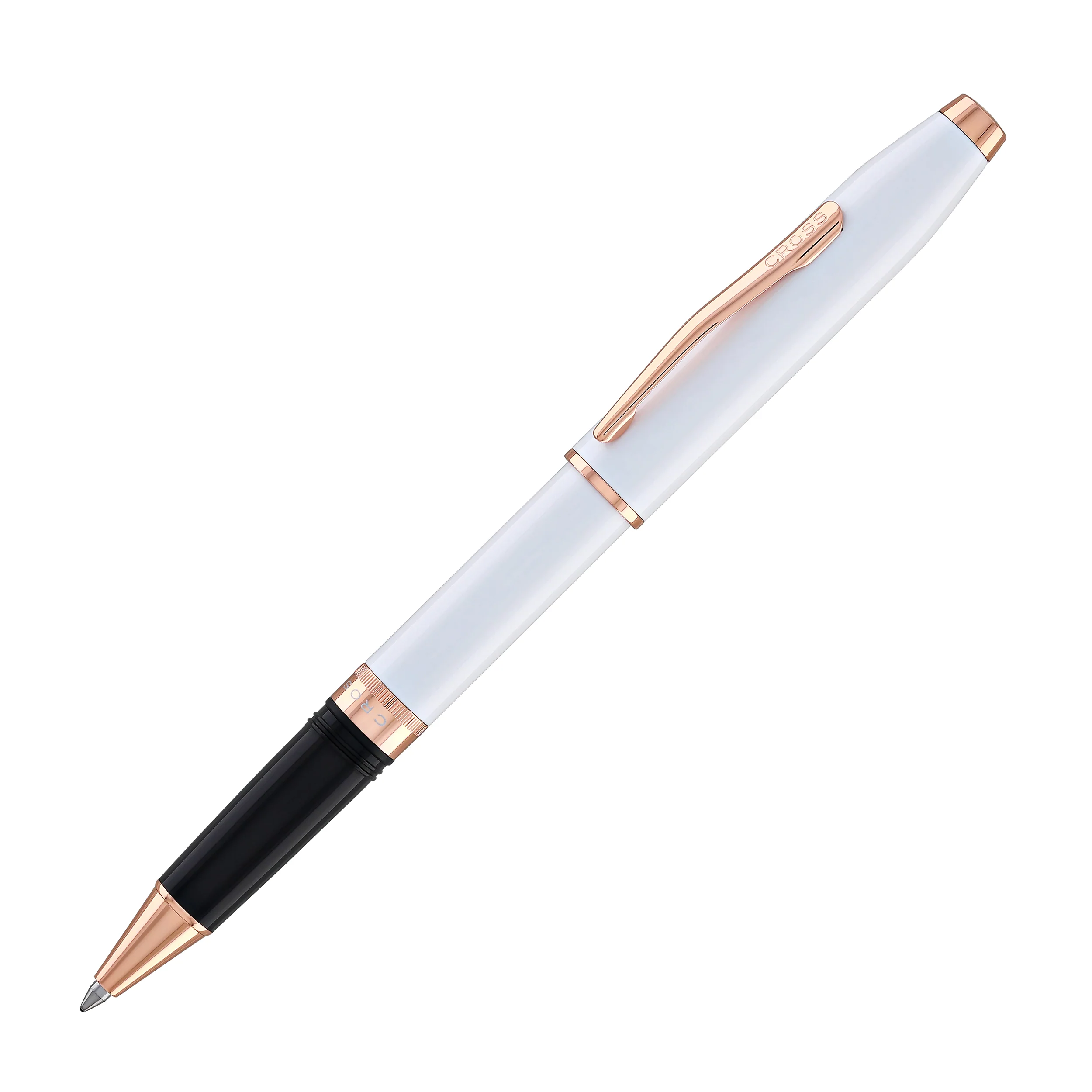 1834-cross-foundry-rollerball-pen-in-pearl-white-lacquer-with-rose-gold-appointments-4.webp Cross Foundry Rollerball Pen in Pearl White Lacquer with Rose Gold Appointments