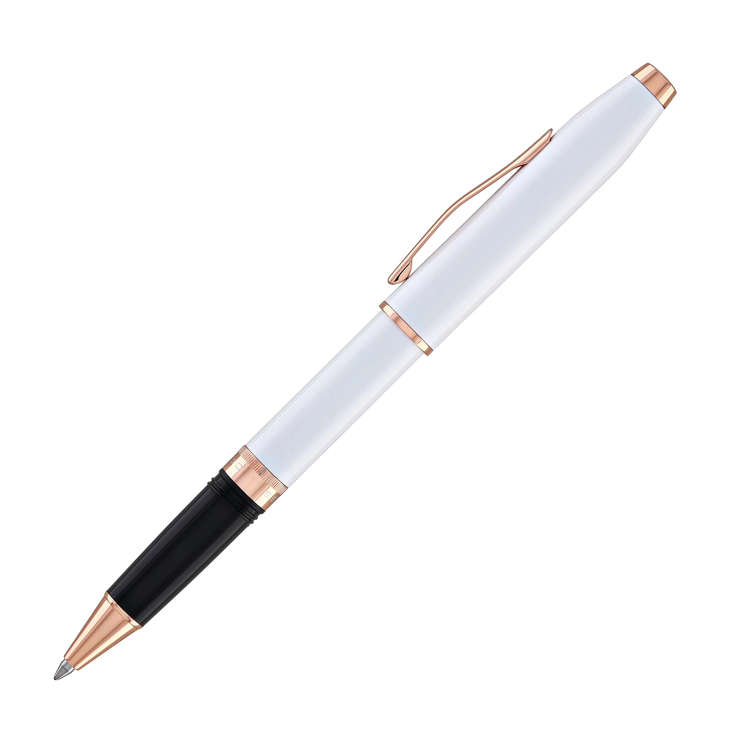 1834-cross-foundry-rollerball-pen-in-pearl-white-lacquer-with-rose-gold-appointments-5.webp Cross Foundry Rollerball Pen in Pearl White Lacquer with Rose Gold Appointments