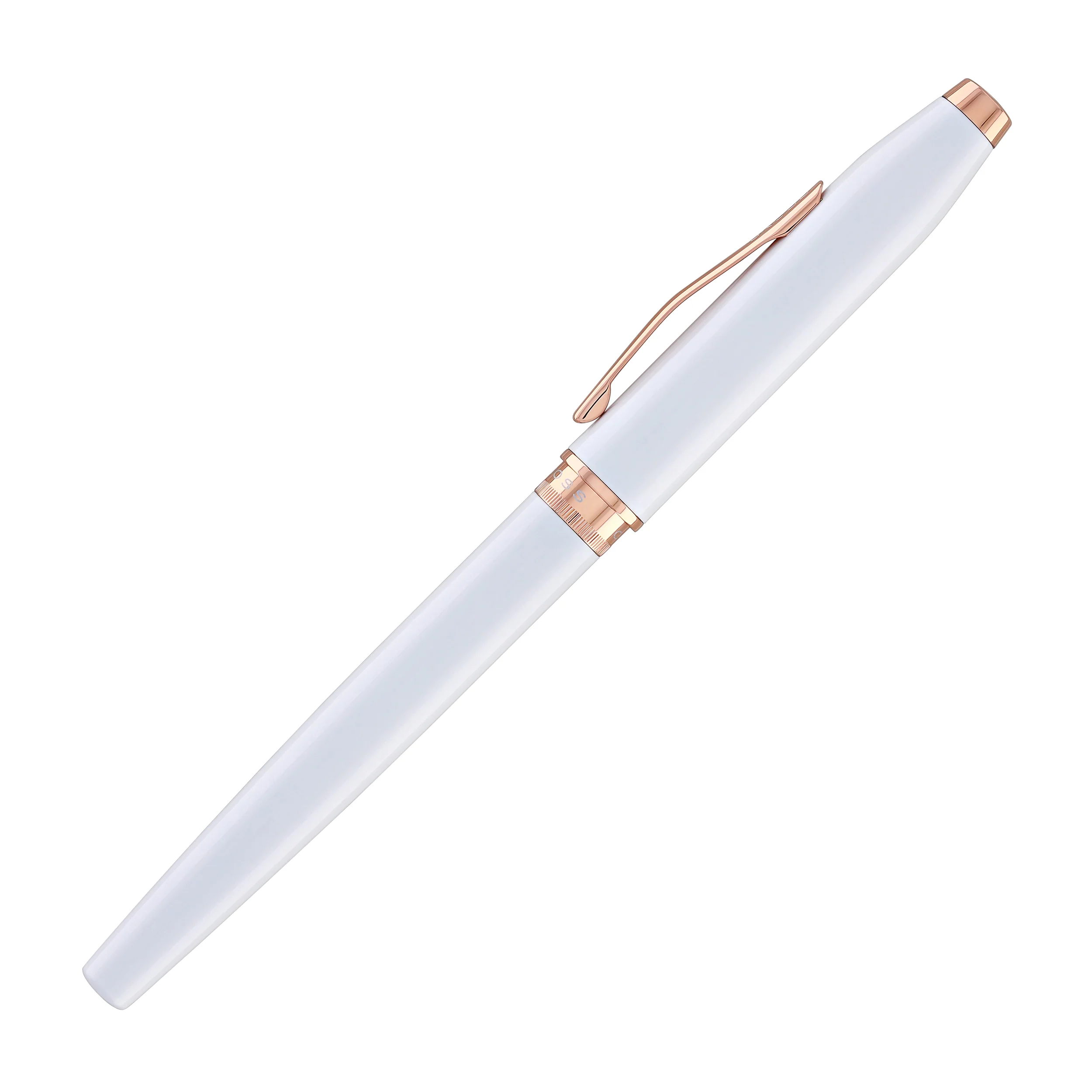 1834-cross-foundry-rollerball-pen-in-pearl-white-lacquer-with-rose-gold-appointments-6.webp Cross Foundry Rollerball Pen in Pearl White Lacquer with Rose Gold Appointments