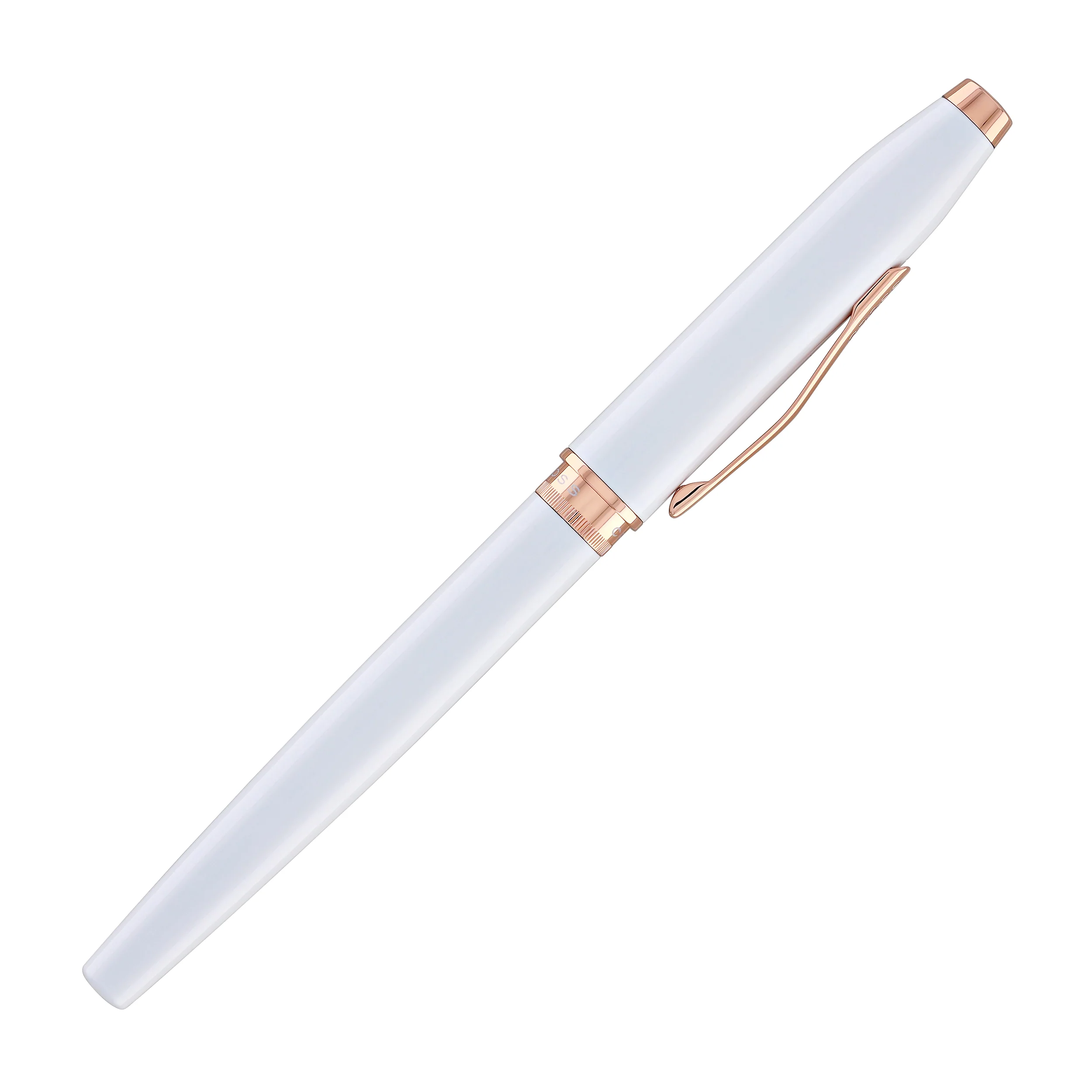 1834-cross-foundry-rollerball-pen-in-pearl-white-lacquer-with-rose-gold-appointments-7.webp Cross Foundry Rollerball Pen in Pearl White Lacquer with Rose Gold Appointments