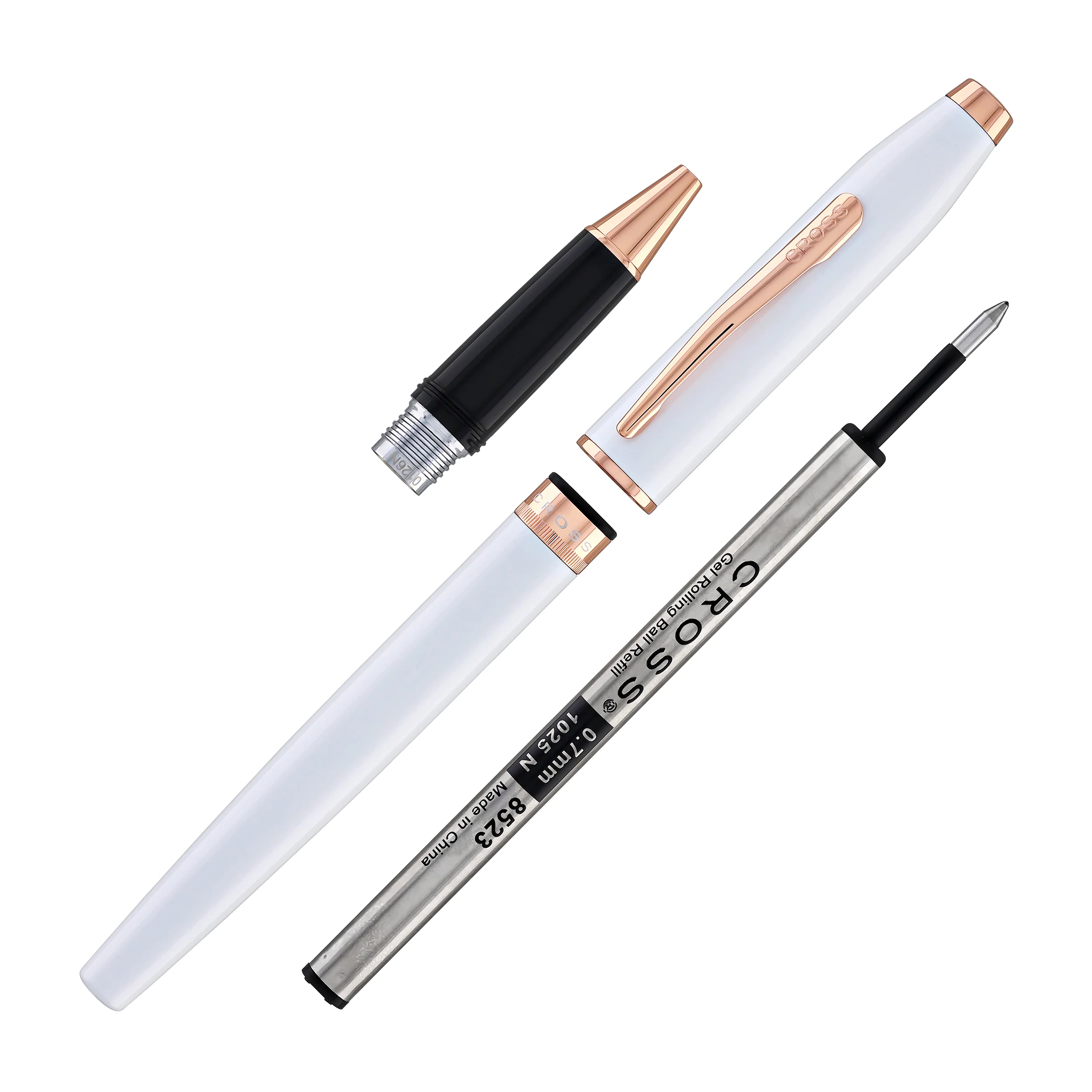 1834-cross-foundry-rollerball-pen-in-pearl-white-lacquer-with-rose-gold-appointments-8.webp Cross Foundry Rollerball Pen in Pearl White Lacquer with Rose Gold Appointments