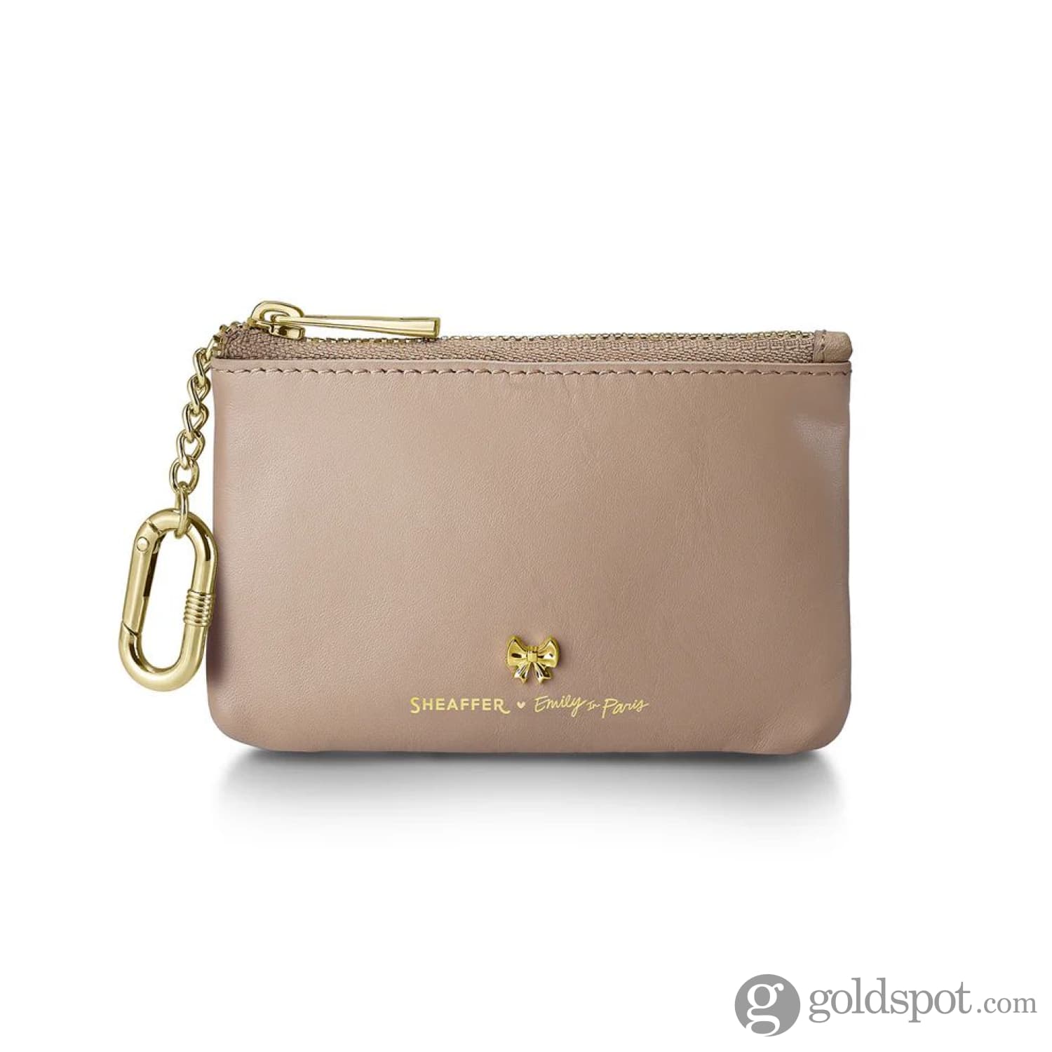 Sheaffer x Emily in Paris Genuine Leather Zipped Key Fob Pouch in Taupe