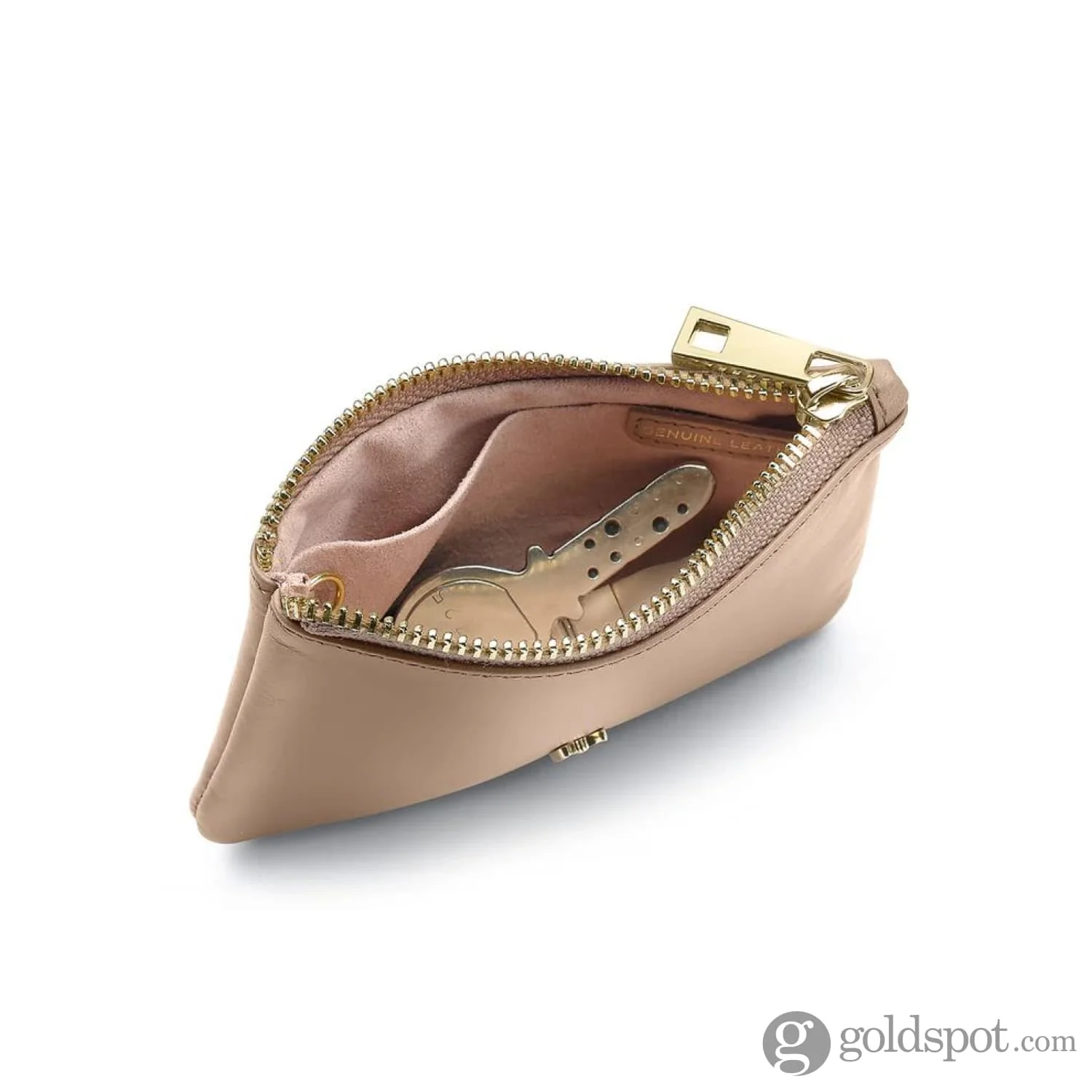 Sheaffer x Emily in Paris Genuine Leather Zipped Key Fob Pouch in Taupe