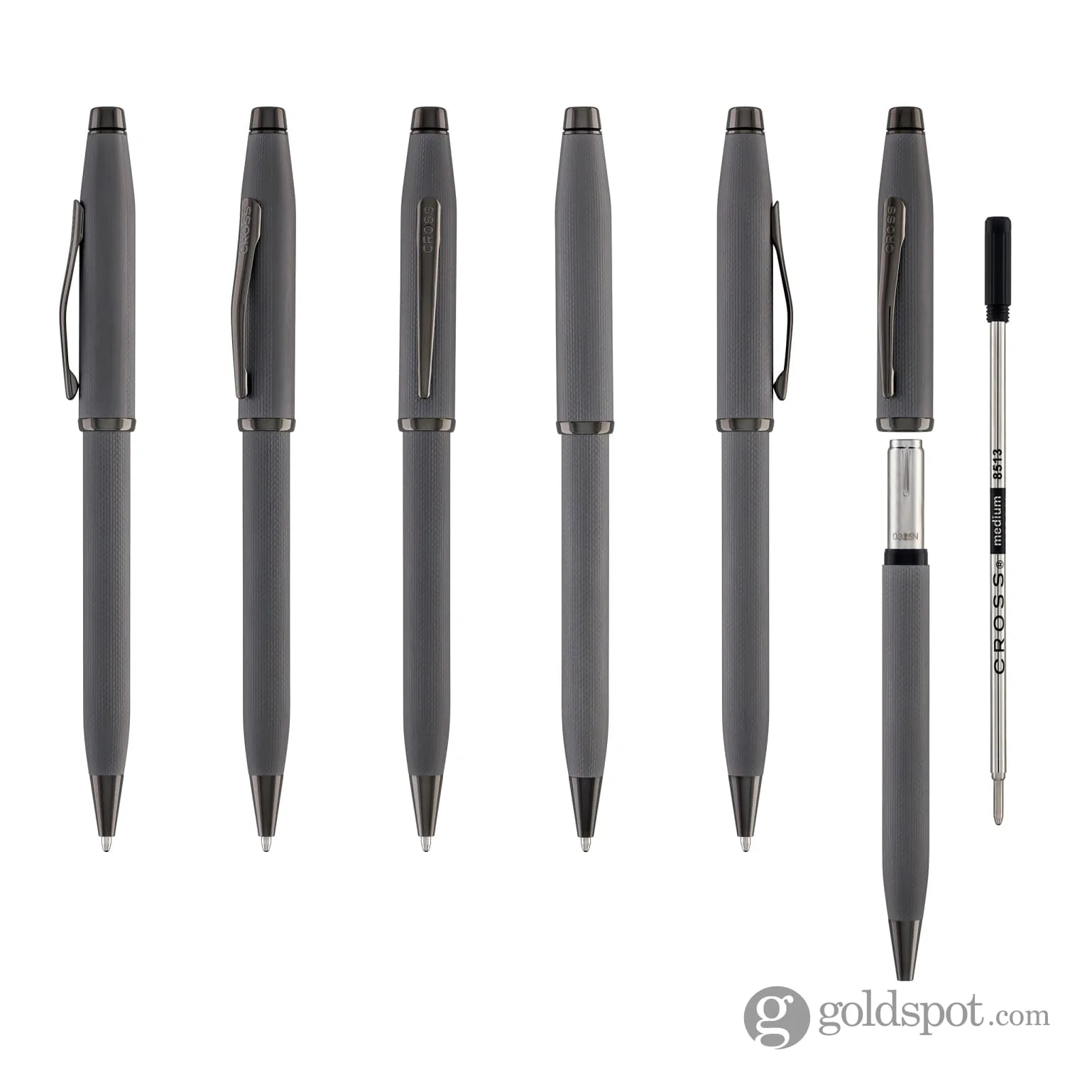 Cross Century II Ballpoint Pen Polished Slate Gray Engraved Diamond Pattern