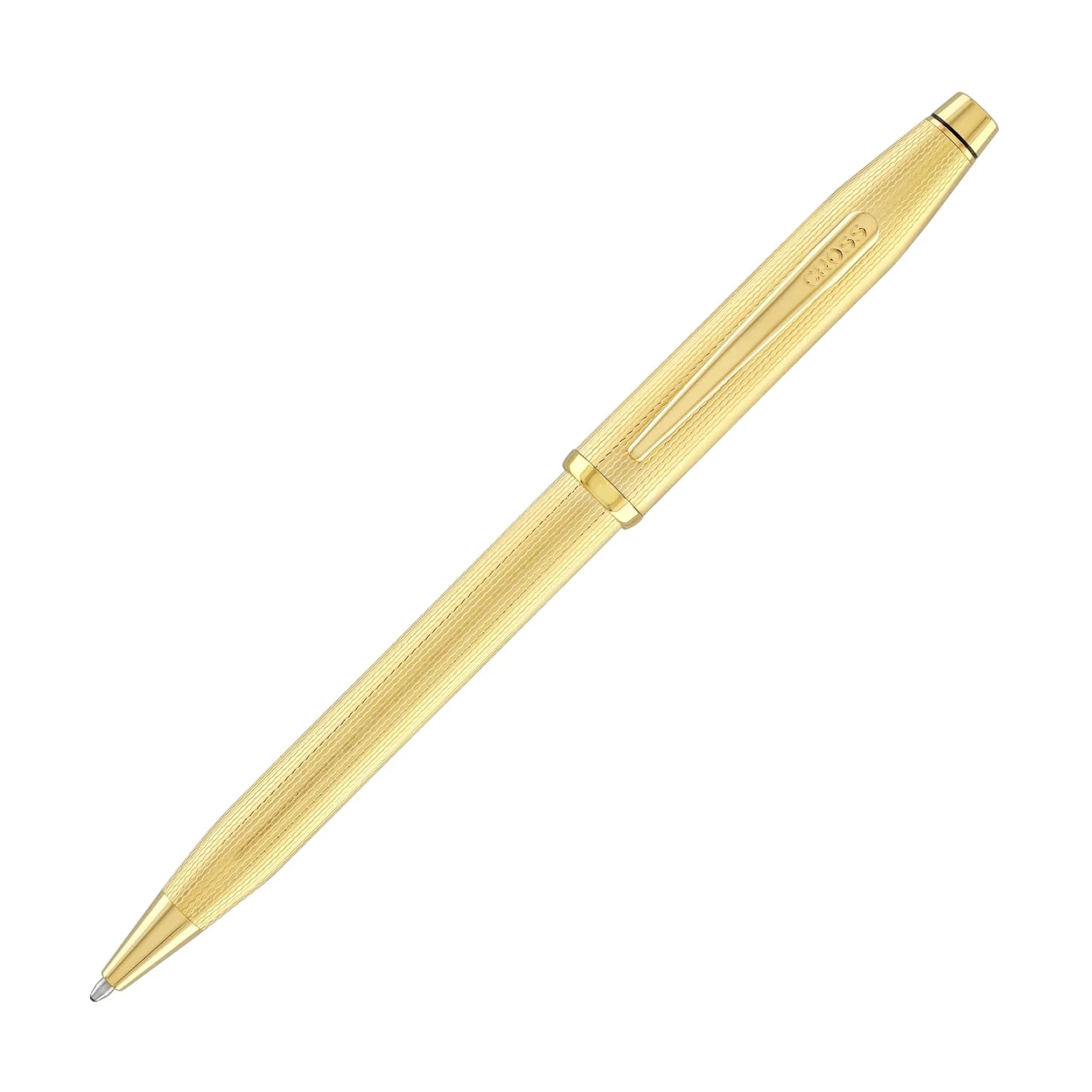 Cross Century II Ballpoint Pen Polished 23K Gold-Plated Engraved Diamond Pattern