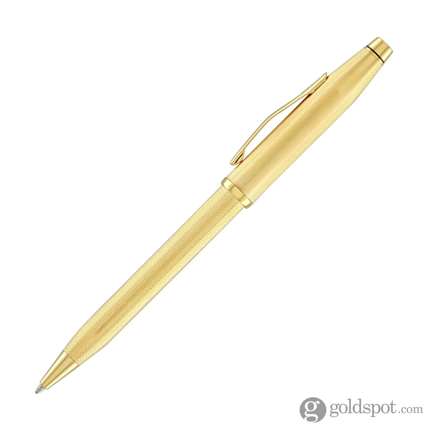 1871-cross-century-ii-ballpoint-pen-polished-23k-gold-plated-engraved-diamond-pattern-3.webp Cross Century II Ballpoint Pen Polished 23K Gold-Plated Engraved Diamond Pattern