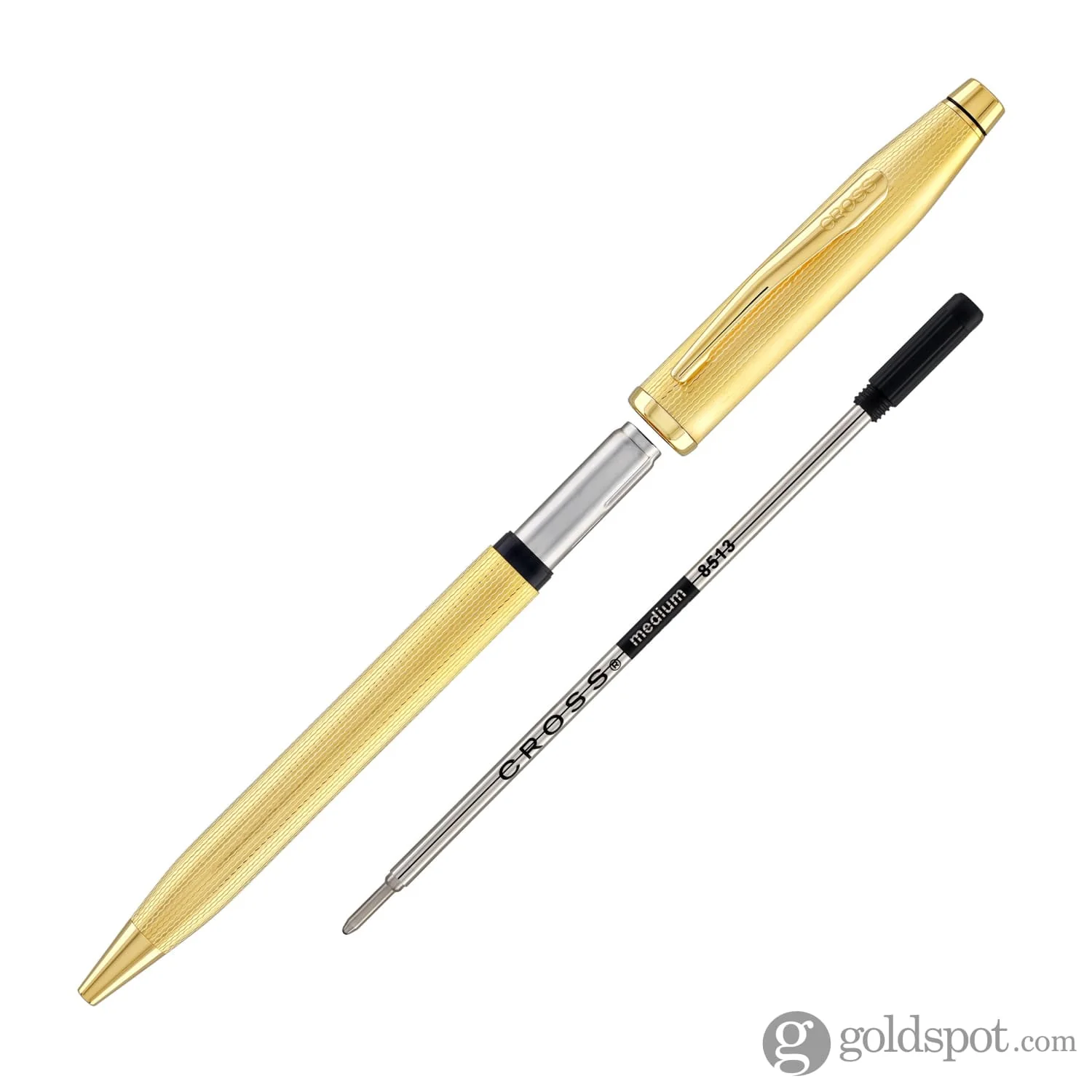 1871-cross-century-ii-ballpoint-pen-polished-23k-gold-plated-engraved-diamond-pattern-5.webp Cross Century II Ballpoint Pen Polished 23K Gold-Plated Engraved Diamond Pattern