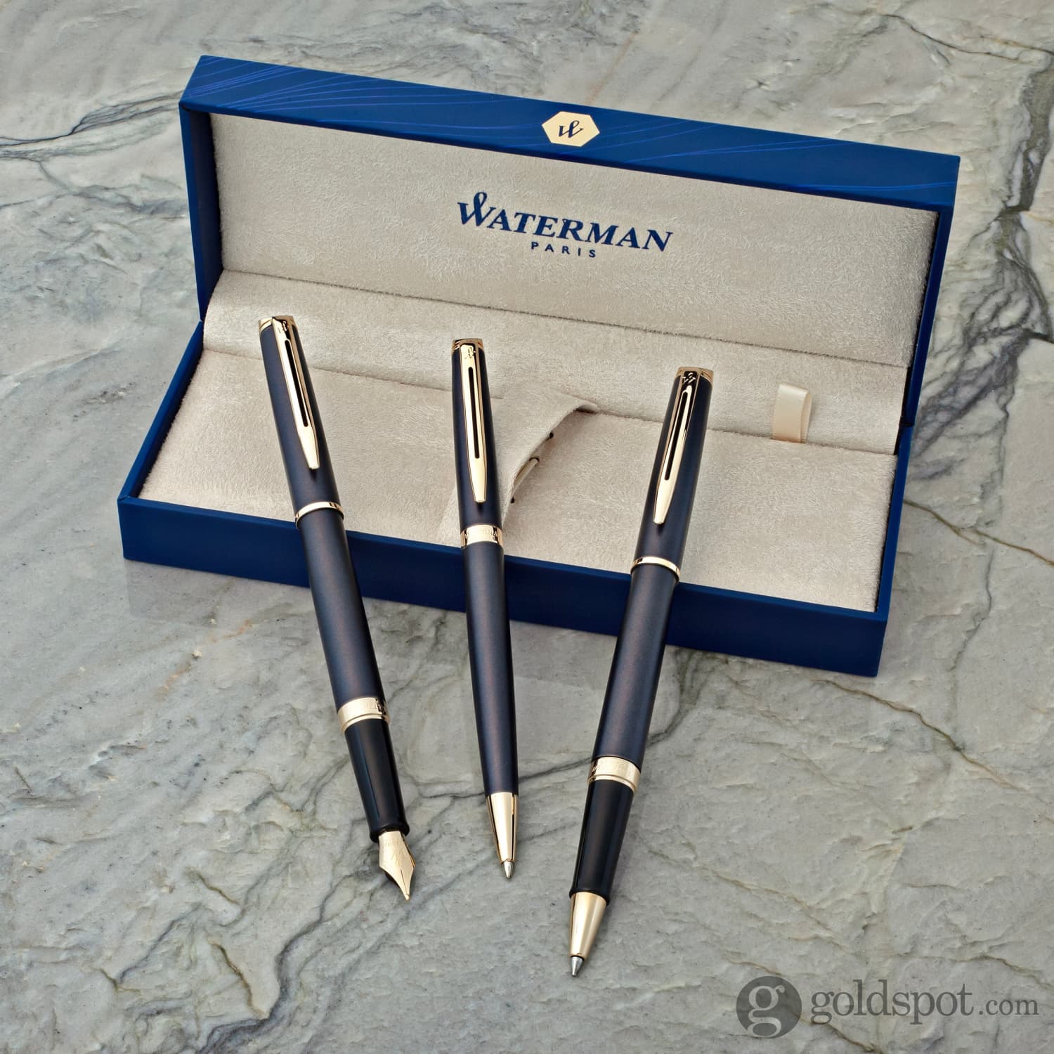 Waterman Hémisphère Ballpoint Pen in Lava Black with Gold Trim