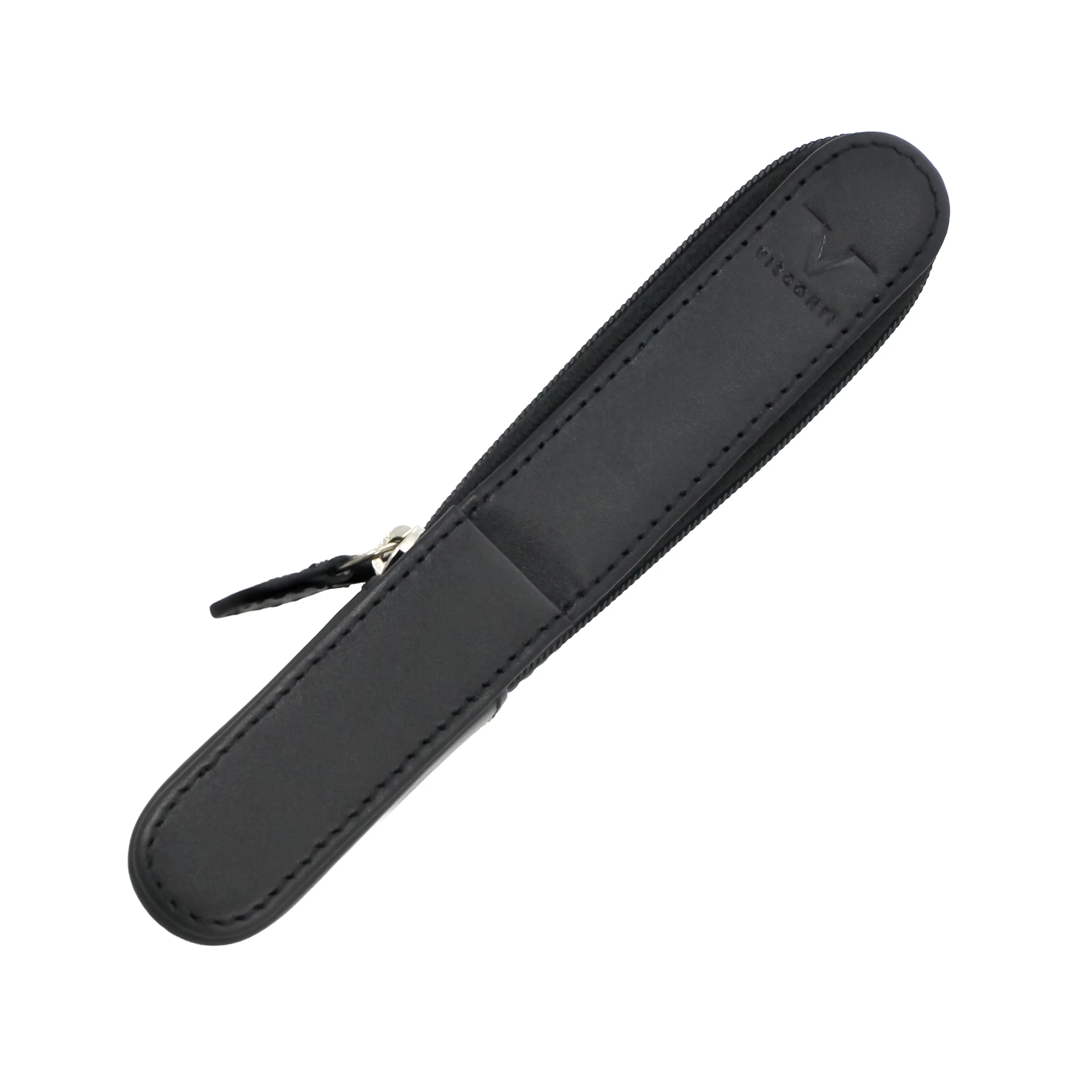 Visconti Classic Black Leather 1 Pen Case with Red Lining