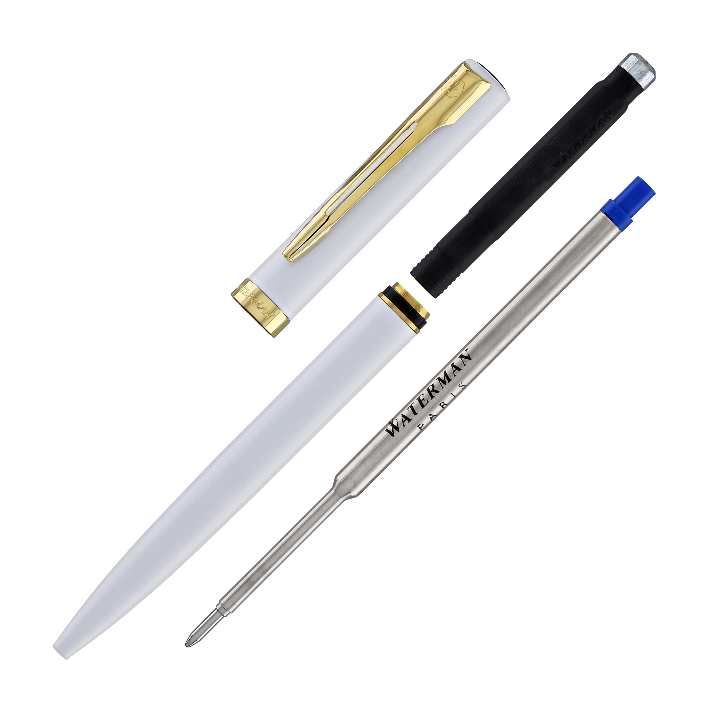 Waterman Impression Ballpoint Pen in White with Gold Coated