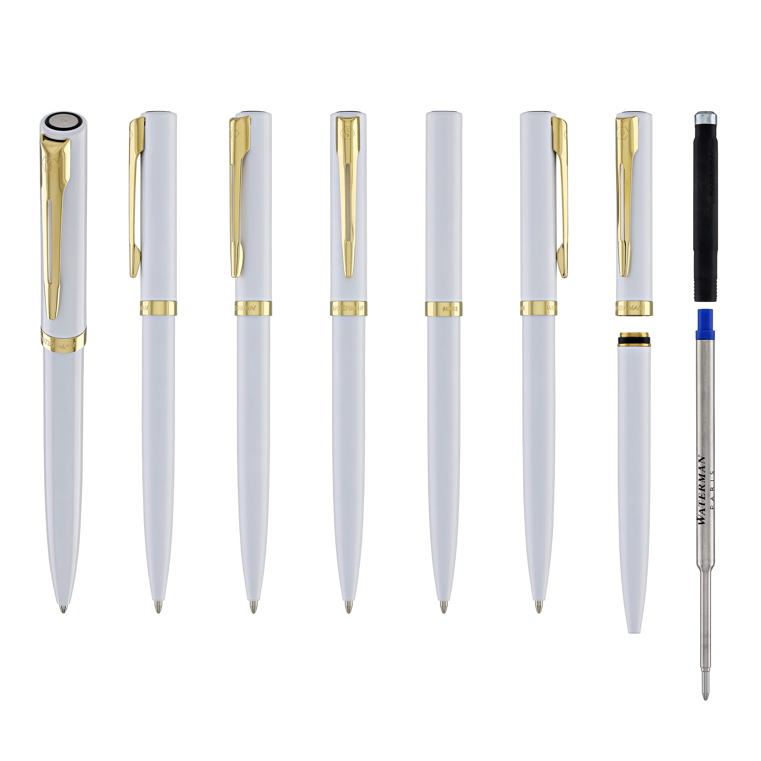 Waterman Impression Ballpoint Pen in White with Gold Coated