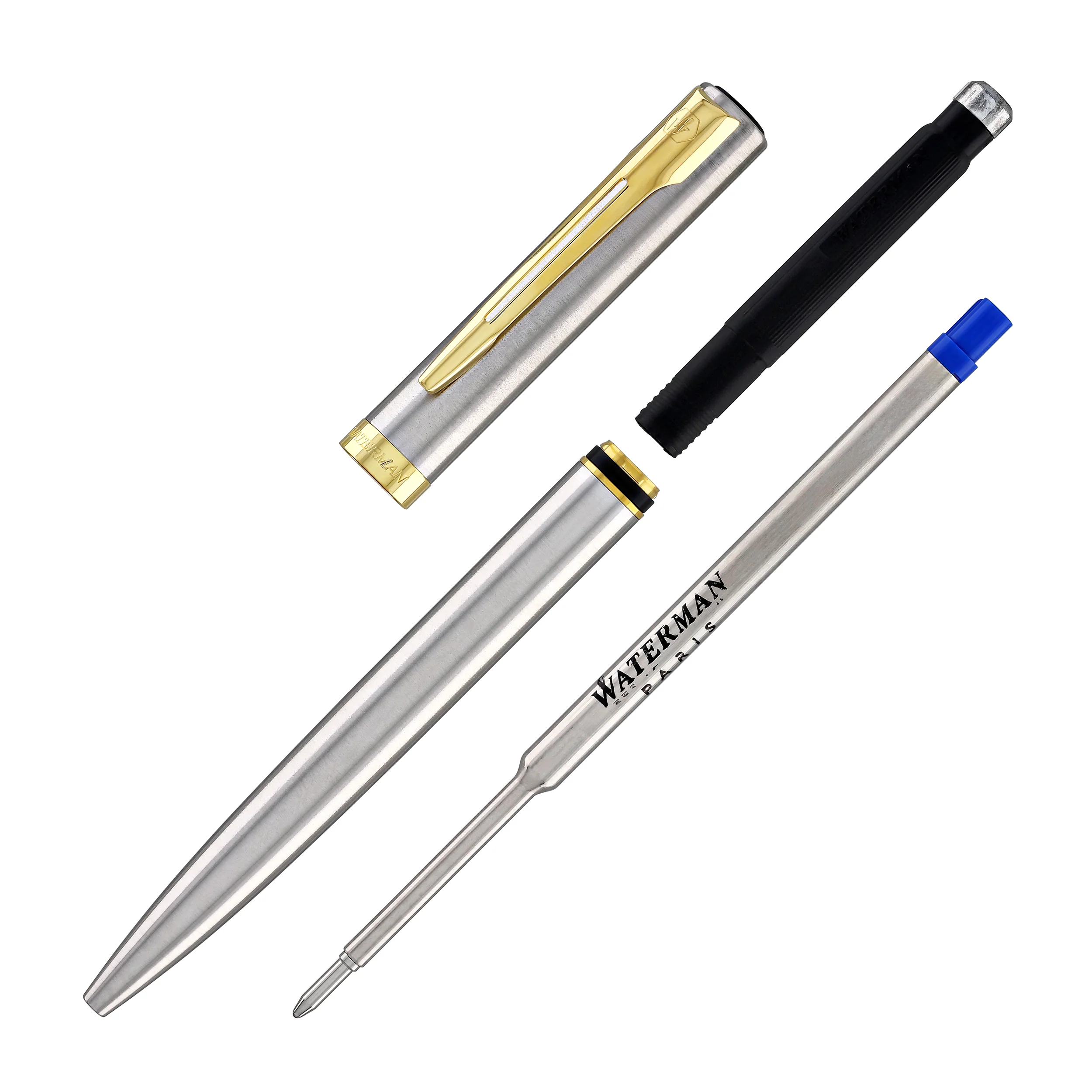 1947-waterman-impression-ballpoint-pen-in-stainless-steel-with-gold-coated-6.webp Waterman Impression Ballpoint Pen in Stainless Steel with Gold Coated