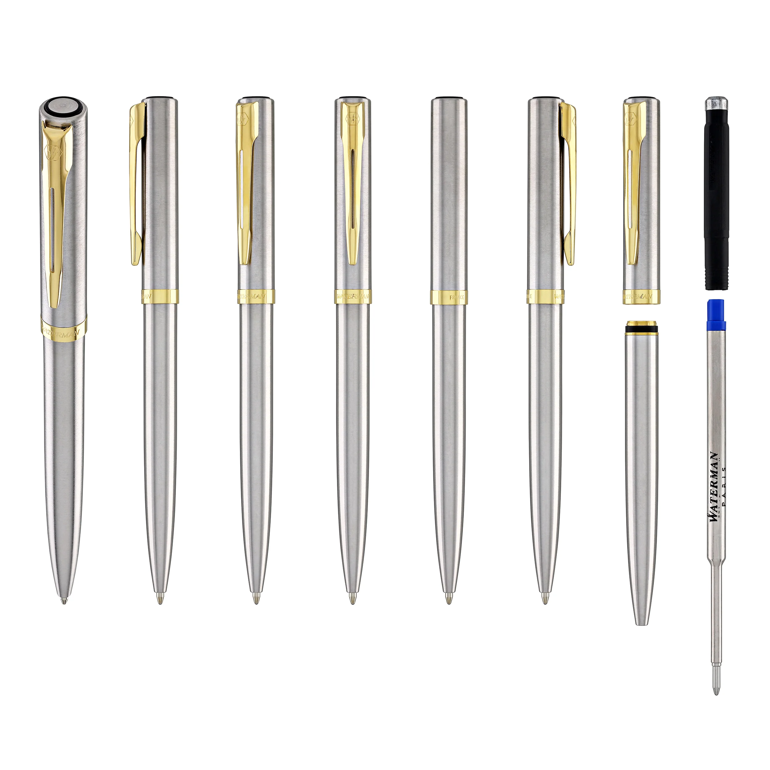 1947-waterman-impression-ballpoint-pen-in-stainless-steel-with-gold-coated-7.webp Waterman Impression Ballpoint Pen in Stainless Steel with Gold Coated