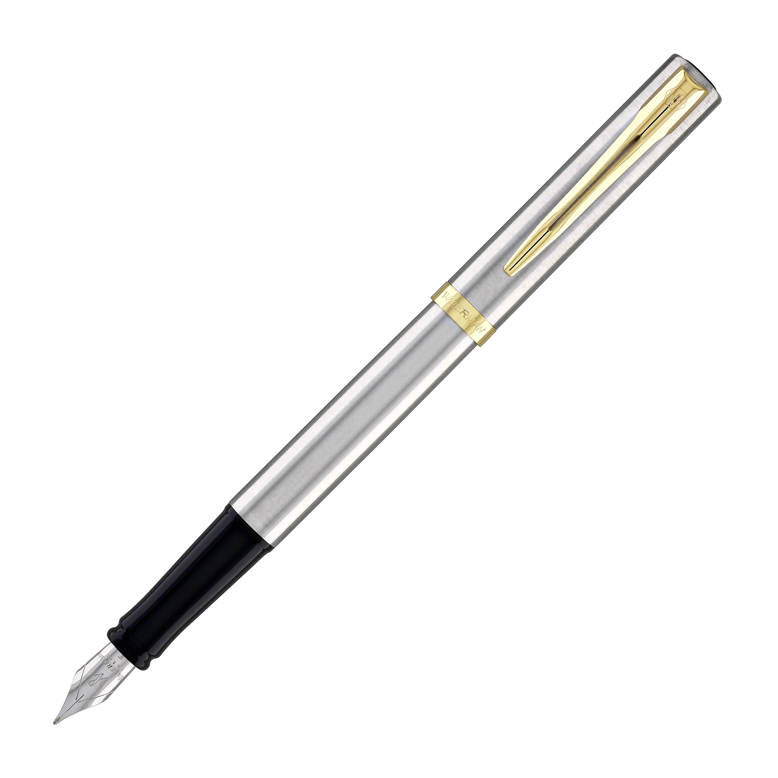 Waterman Impression Fountain Pen in Stainless Steel with Gold Coated - Fine Point