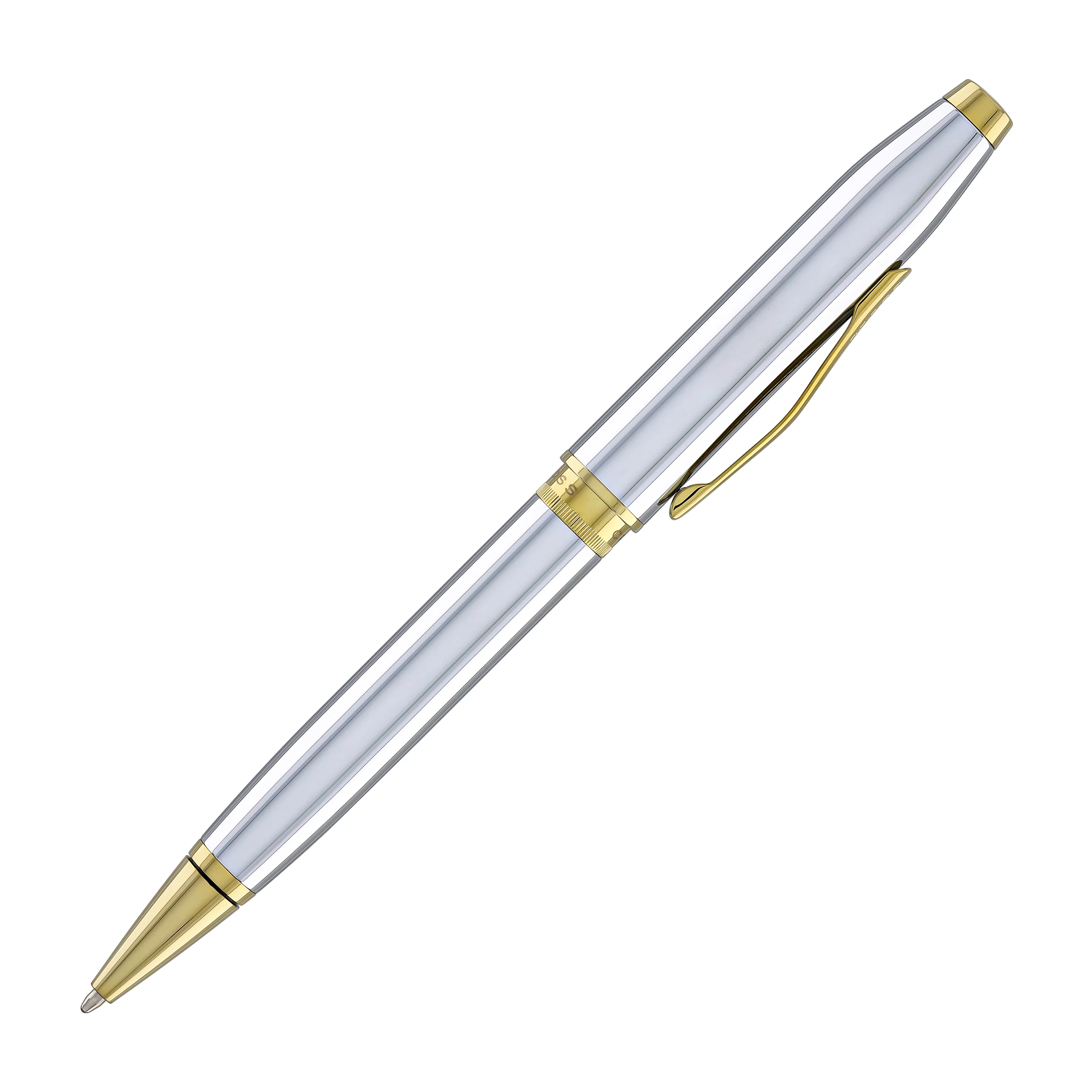 1967-cross-foundry-ballpoint-pen-in-polished-chrome-with-pvd-gold-appointments-5.webp Cross Foundry Ballpoint Pen in Polished Chrome with PVD Gold Appointments