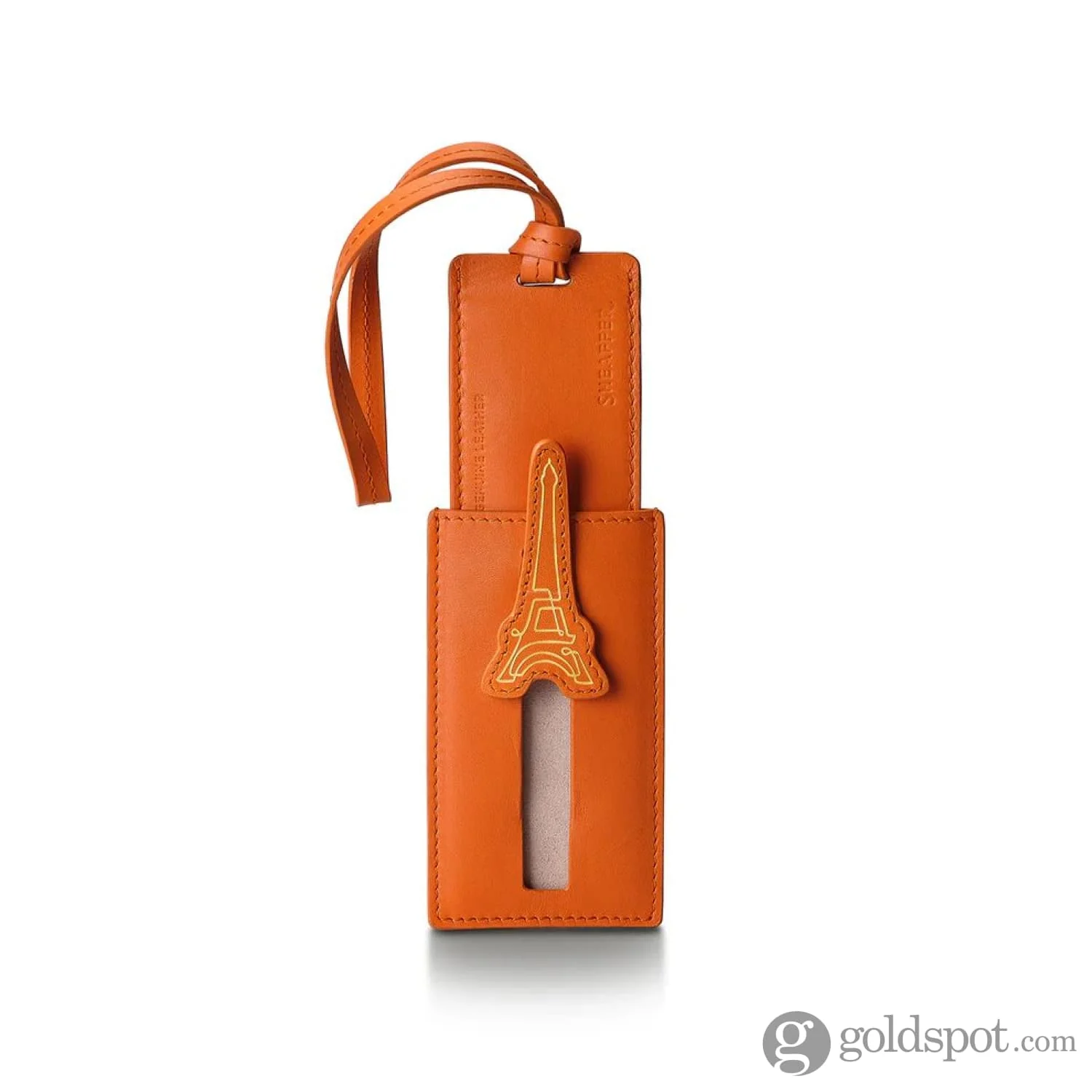Sheaffer x Emily in Paris Genuine Leather Luggage Tag in Orange