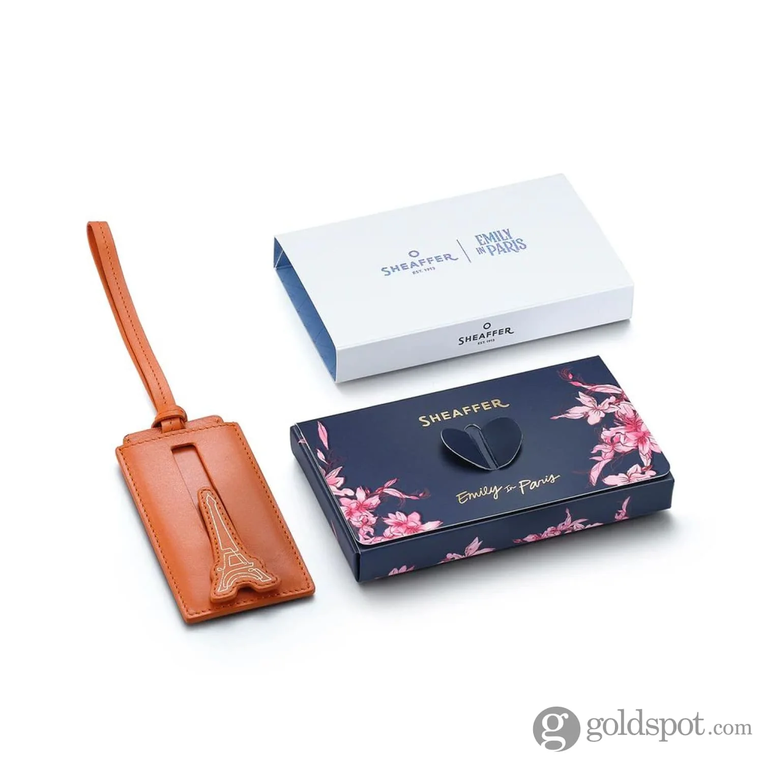 Sheaffer x Emily in Paris Genuine Leather Luggage Tag in Orange
