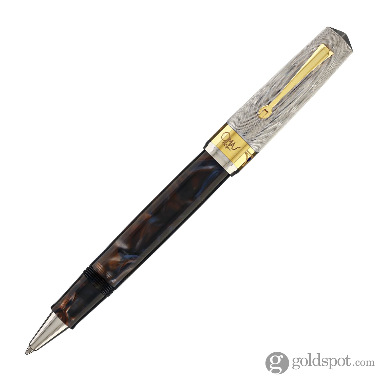 2007-omas-bologna-rollerball-pen-in-galassia-argento-with-gold-trim-3.jpg Omas Bologna Rollerball Pen in Galassia Argento with Gold Trim