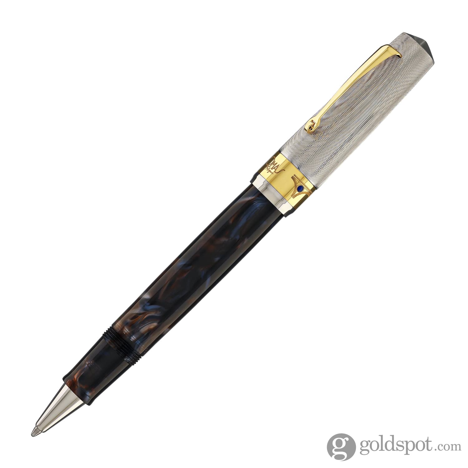 2007-omas-bologna-rollerball-pen-in-galassia-argento-with-gold-trim-4.jpg Omas Bologna Rollerball Pen in Galassia Argento with Gold Trim