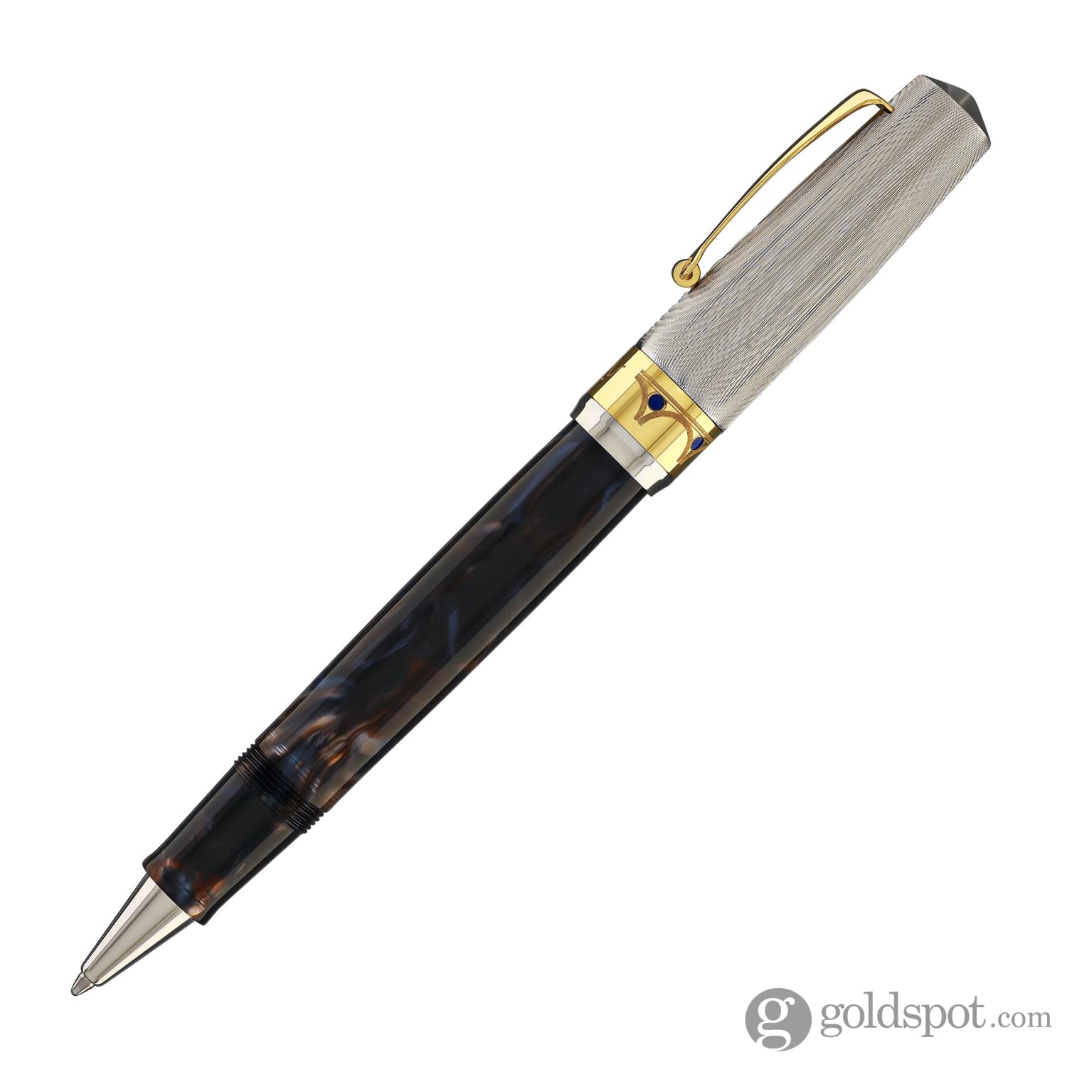 2007-omas-bologna-rollerball-pen-in-galassia-argento-with-gold-trim-5.jpg Omas Bologna Rollerball Pen in Galassia Argento with Gold Trim