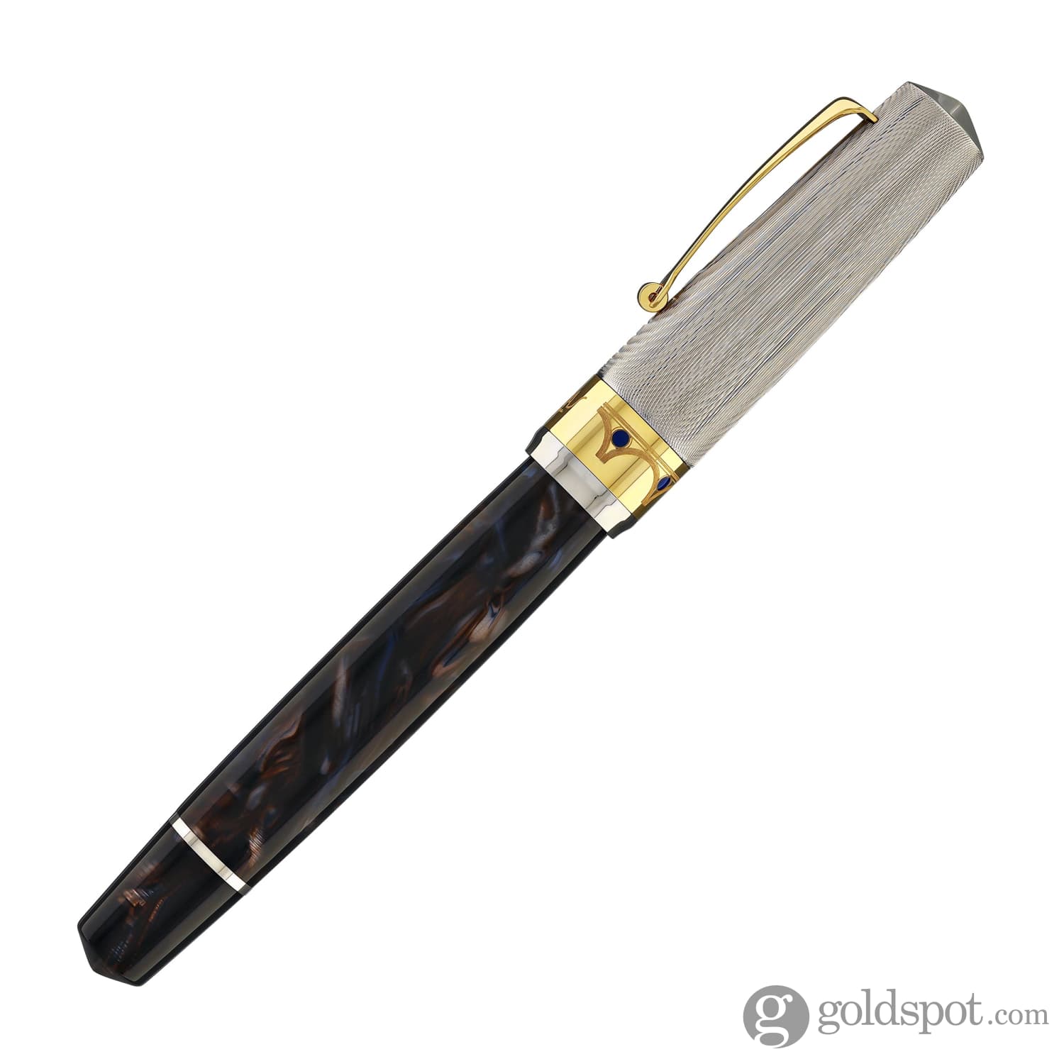 2007-omas-bologna-rollerball-pen-in-galassia-argento-with-gold-trim-6.jpg Omas Bologna Rollerball Pen in Galassia Argento with Gold Trim