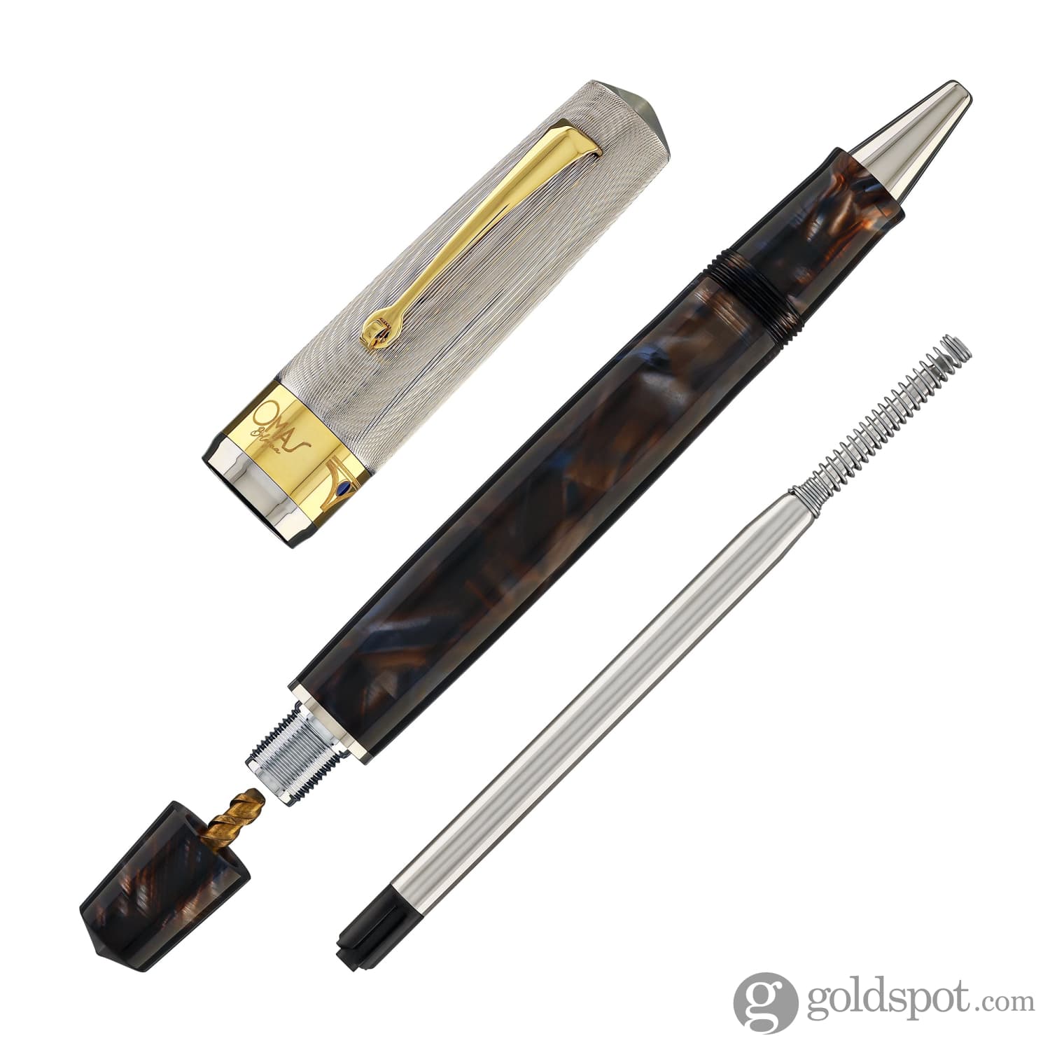 2007-omas-bologna-rollerball-pen-in-galassia-argento-with-gold-trim-8.jpg Omas Bologna Rollerball Pen in Galassia Argento with Gold Trim