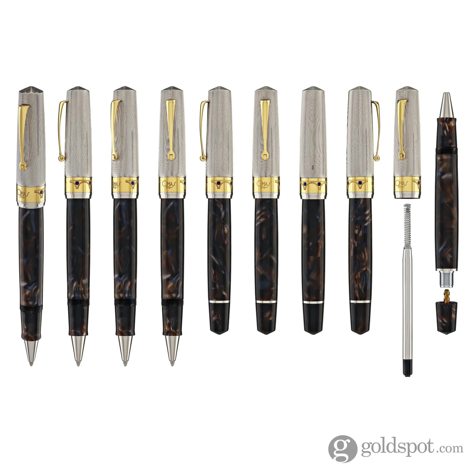 2007-omas-bologna-rollerball-pen-in-galassia-argento-with-gold-trim-9.webp Omas Bologna Rollerball Pen in Galassia Argento with Gold Trim