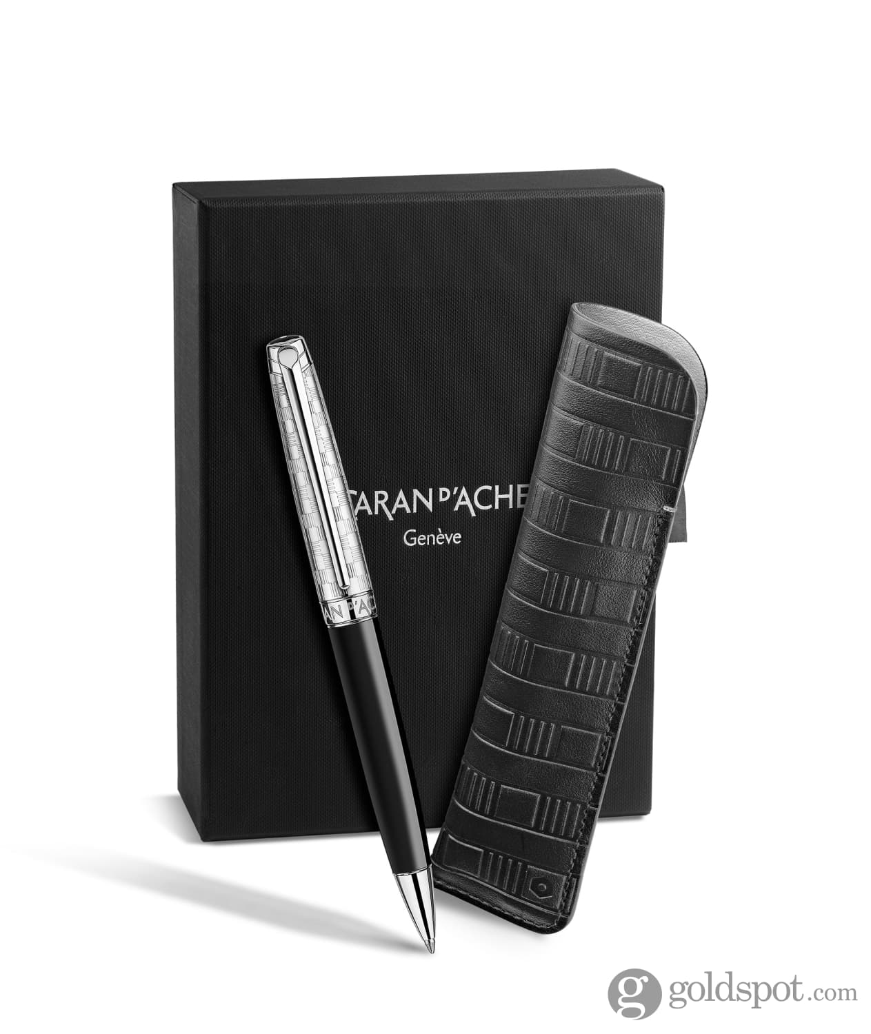 Caran d'Ache Leman Ballpoint Pen in Damier Gift Set with Leather Case - Special Edition