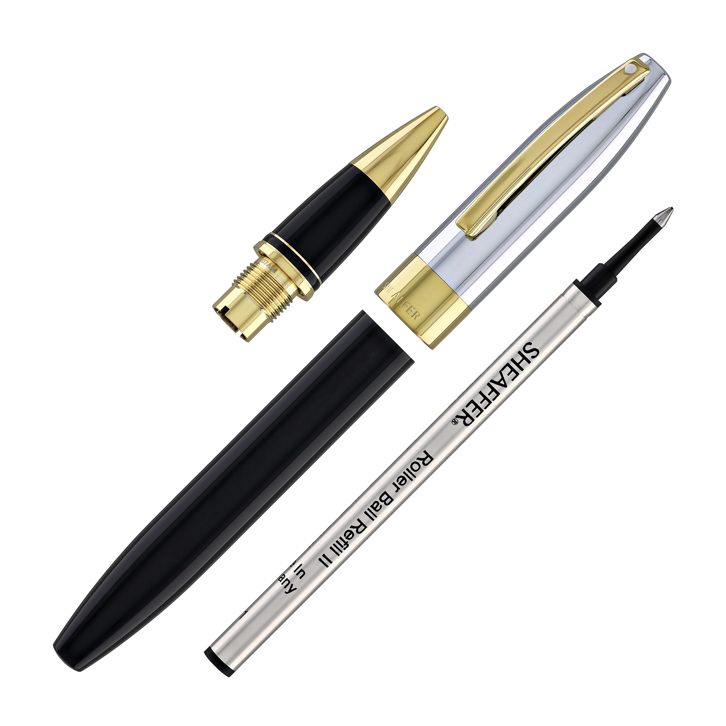 Sheaffer Legacy Rollerball Pen in Black Lacquer with Chrome Cap 14kt Gold PVD